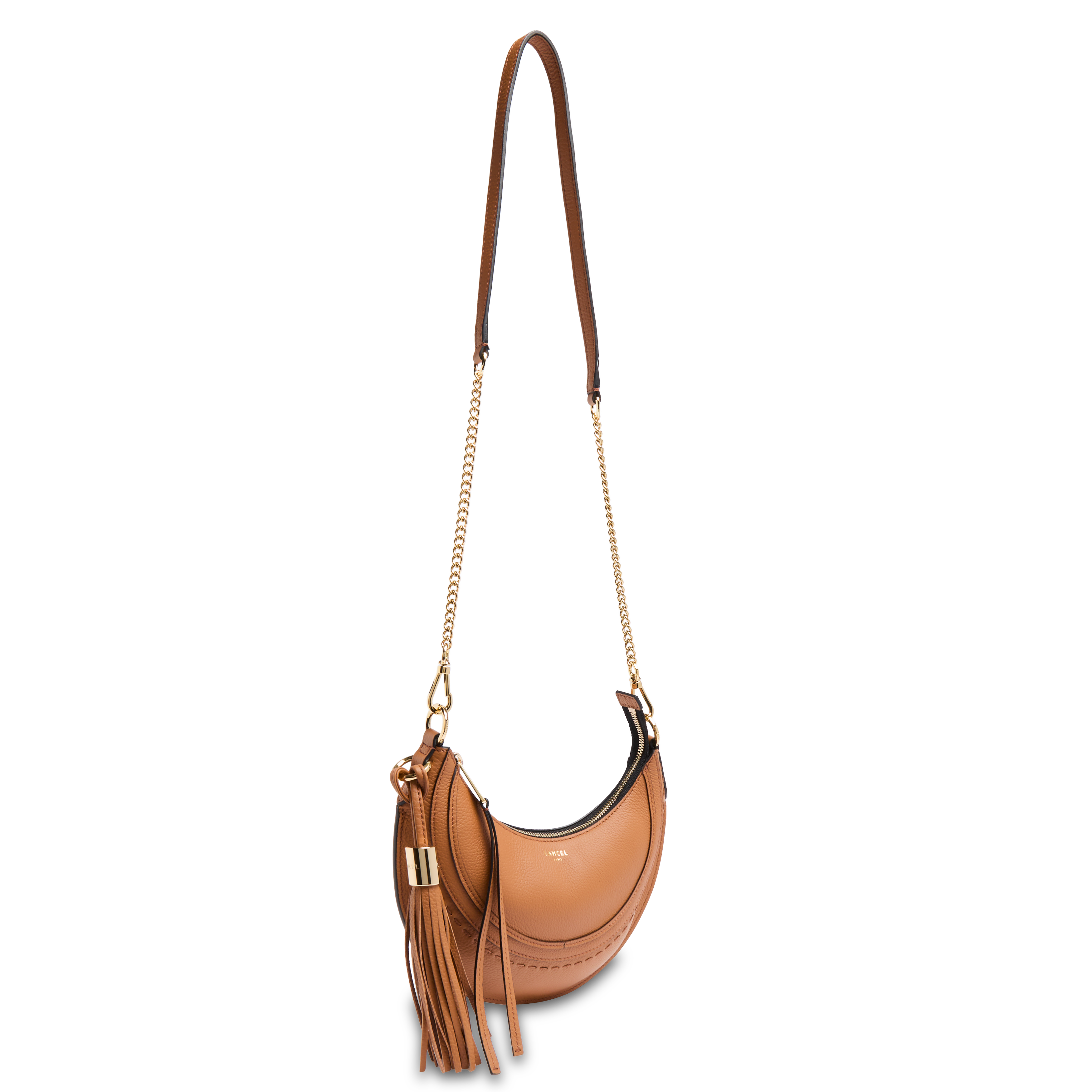 Handtas met rits - kalfsleren hobo van Lancel, compact model met ritssluiting en eerste flirt twist. LANCEL Bruin