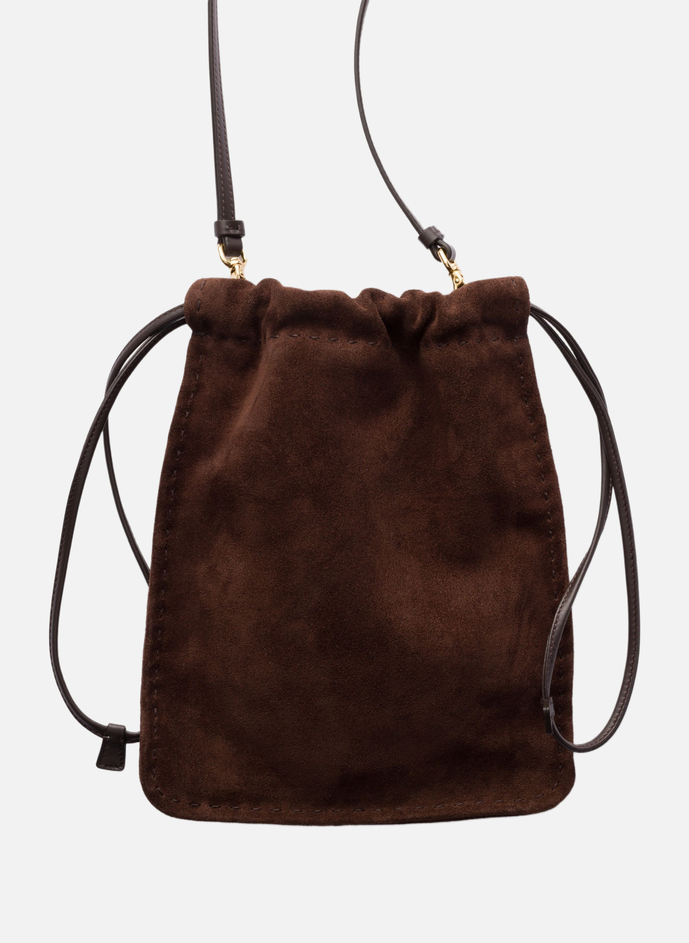 Pochette pour smartphone en veau velours PRADA Marron