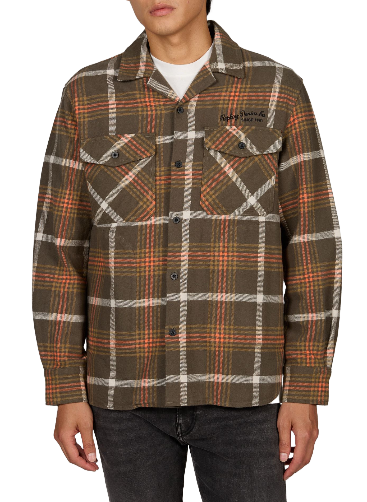 Straight shirt in thick cotton REPLAY Orange