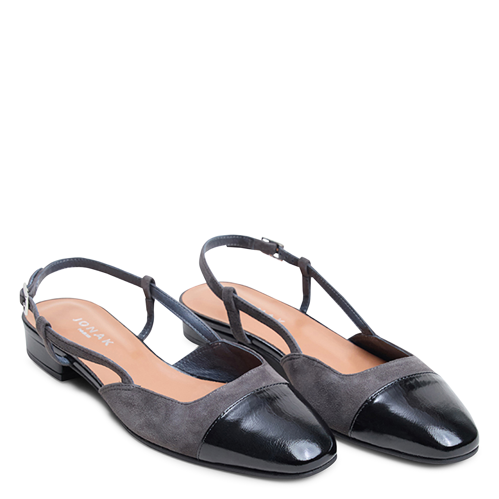 Ballerines en cuir bi-matière dhapou JONAK Gris