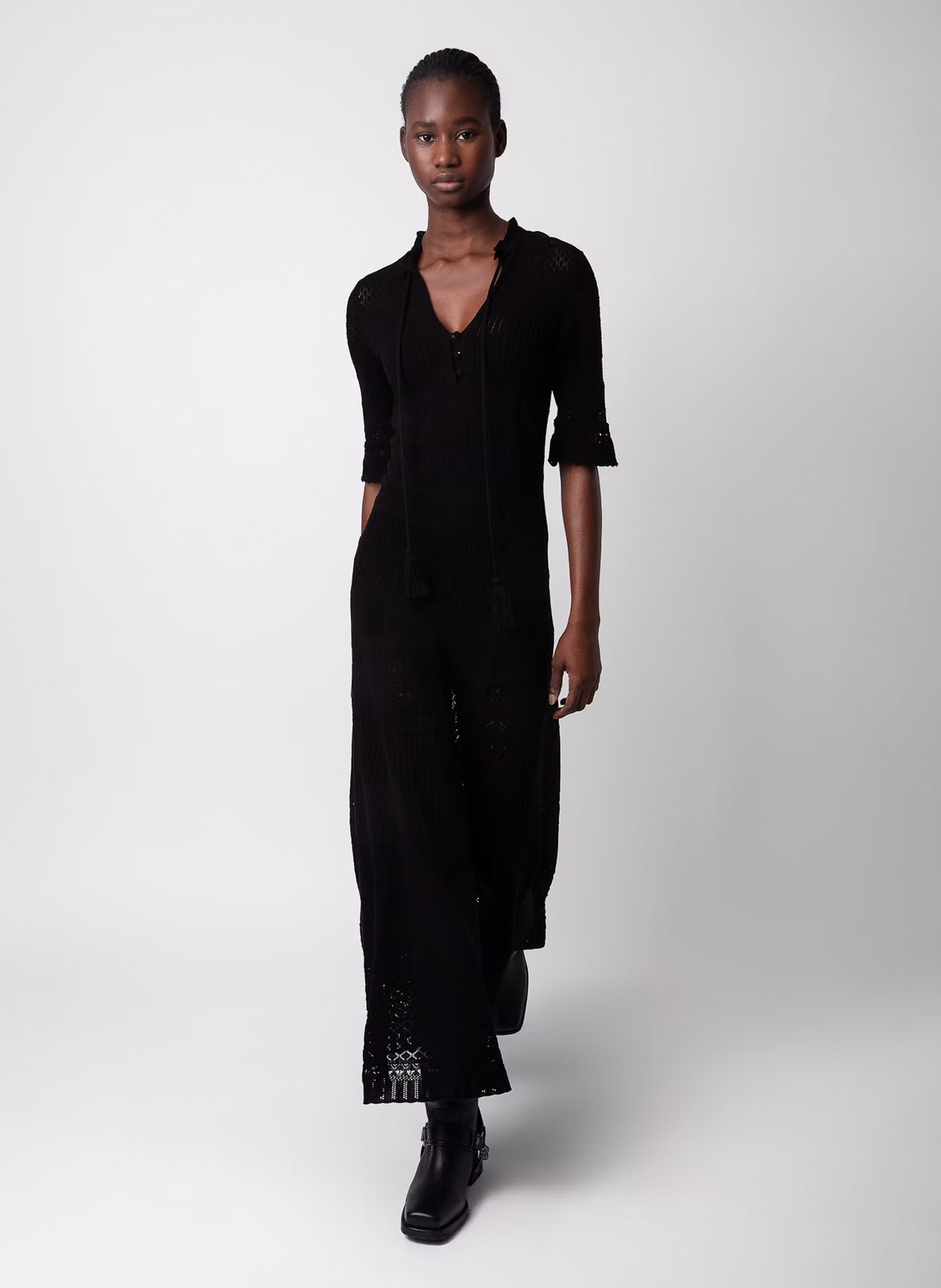 Robe longue en crochet memphis ZADIG&VOLTAIRE Noir