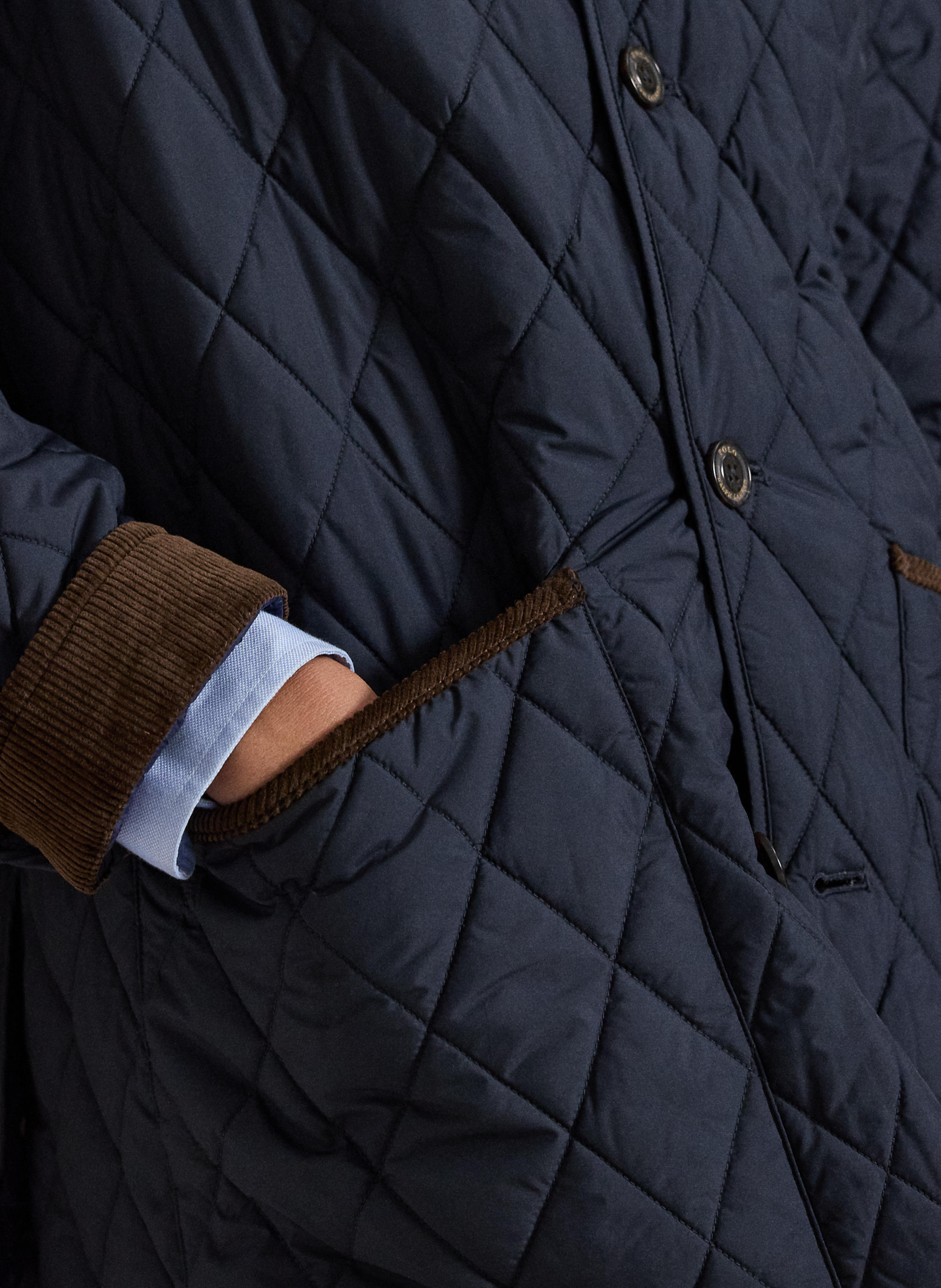 Blouson droit col classique matelassé POLO RALPH LAUREN Bleu