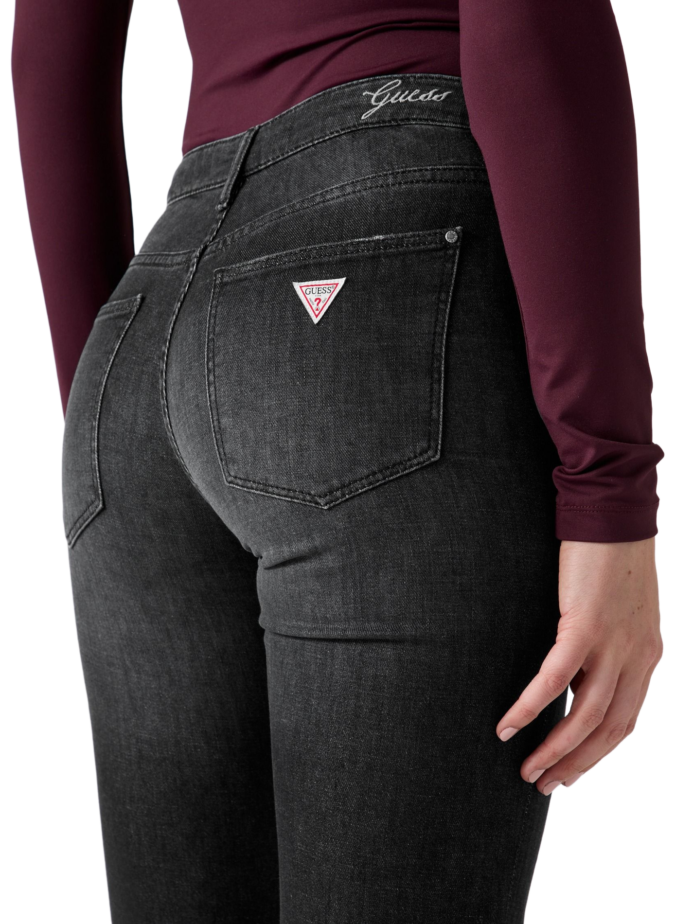 Jean flare en coton mélangé GUESS Schwarz