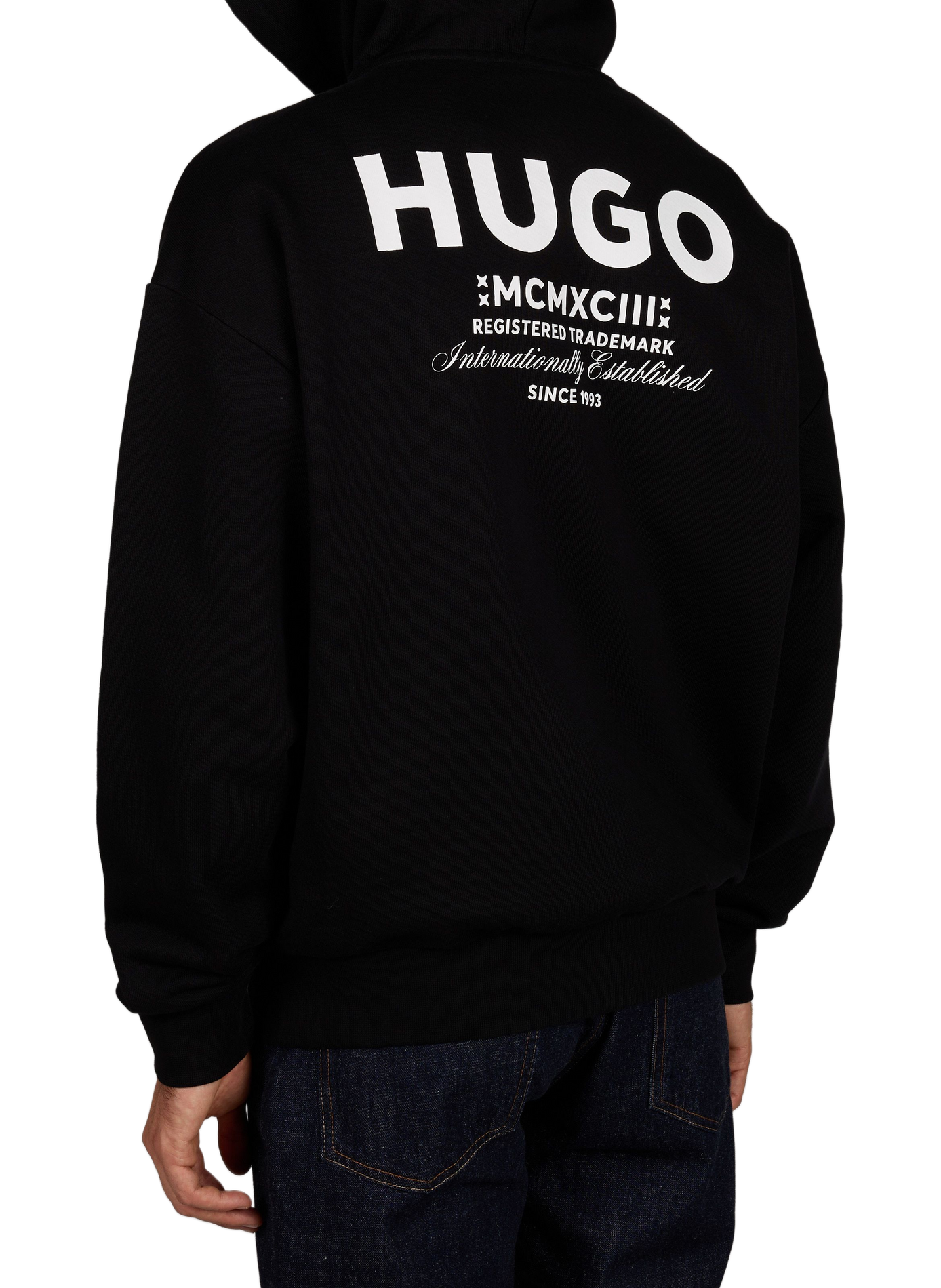 Zipped cotton hoodie HUGO BLUE Black