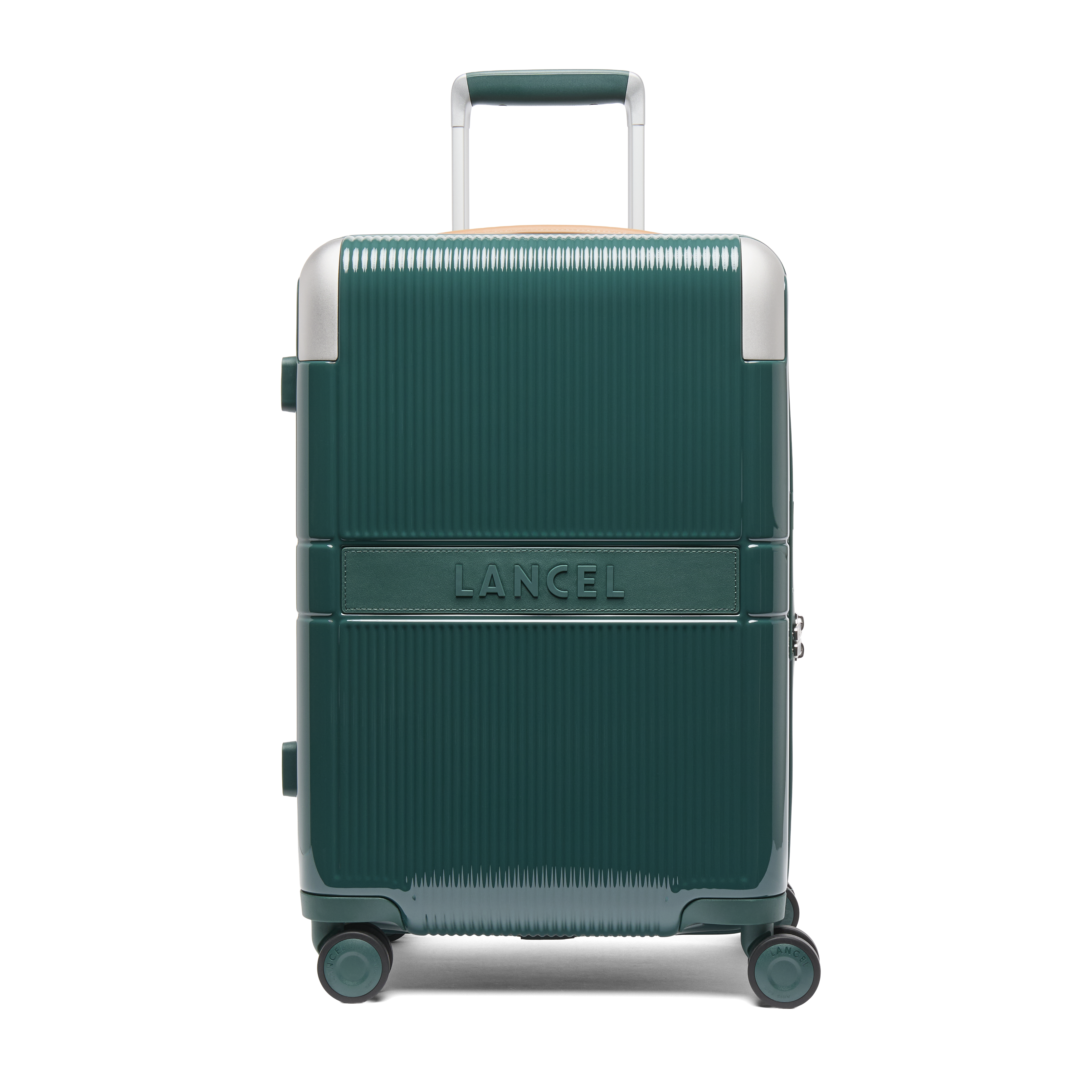 Handbagage met 4 wielen, uitbreidbare rits, met het Lancel-embleem van polycarbonaat en leer. LANCEL Groen
