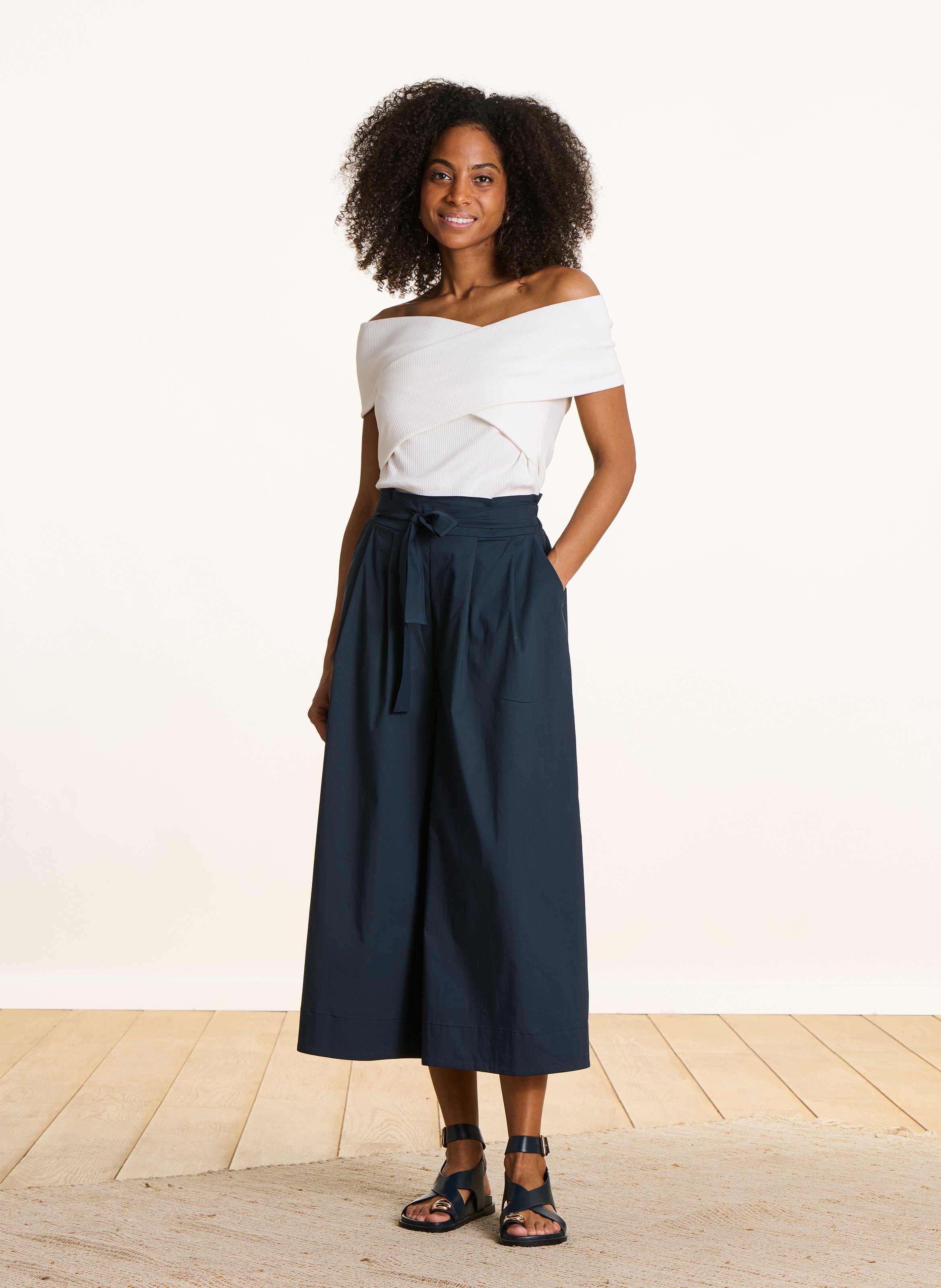 Wijde broek van katoenmix LA FEE MARABOUTEE Blauw