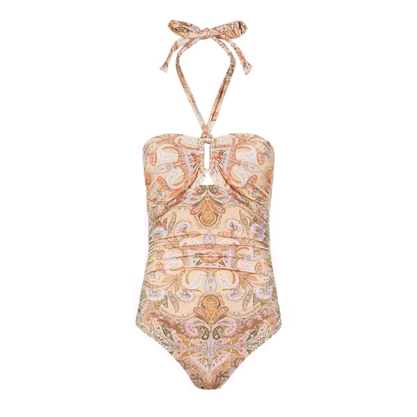 Maillot de bain bustier une pièce à motifs