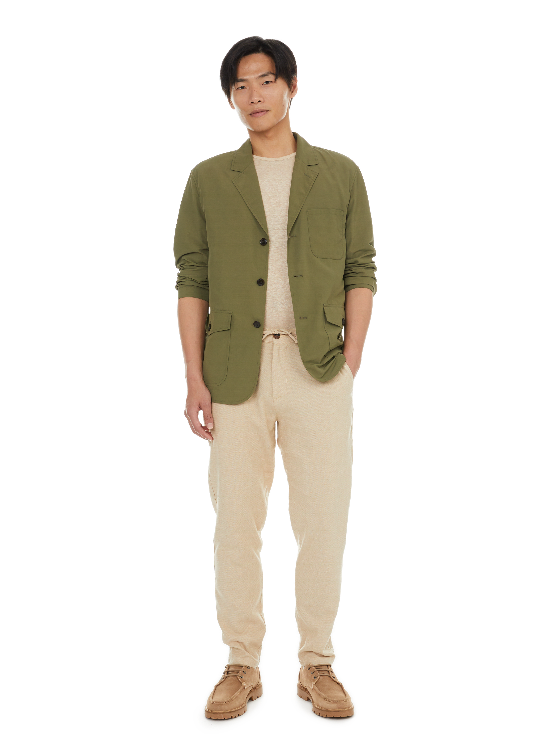 Cotton and linen trousers SELECTED Beige