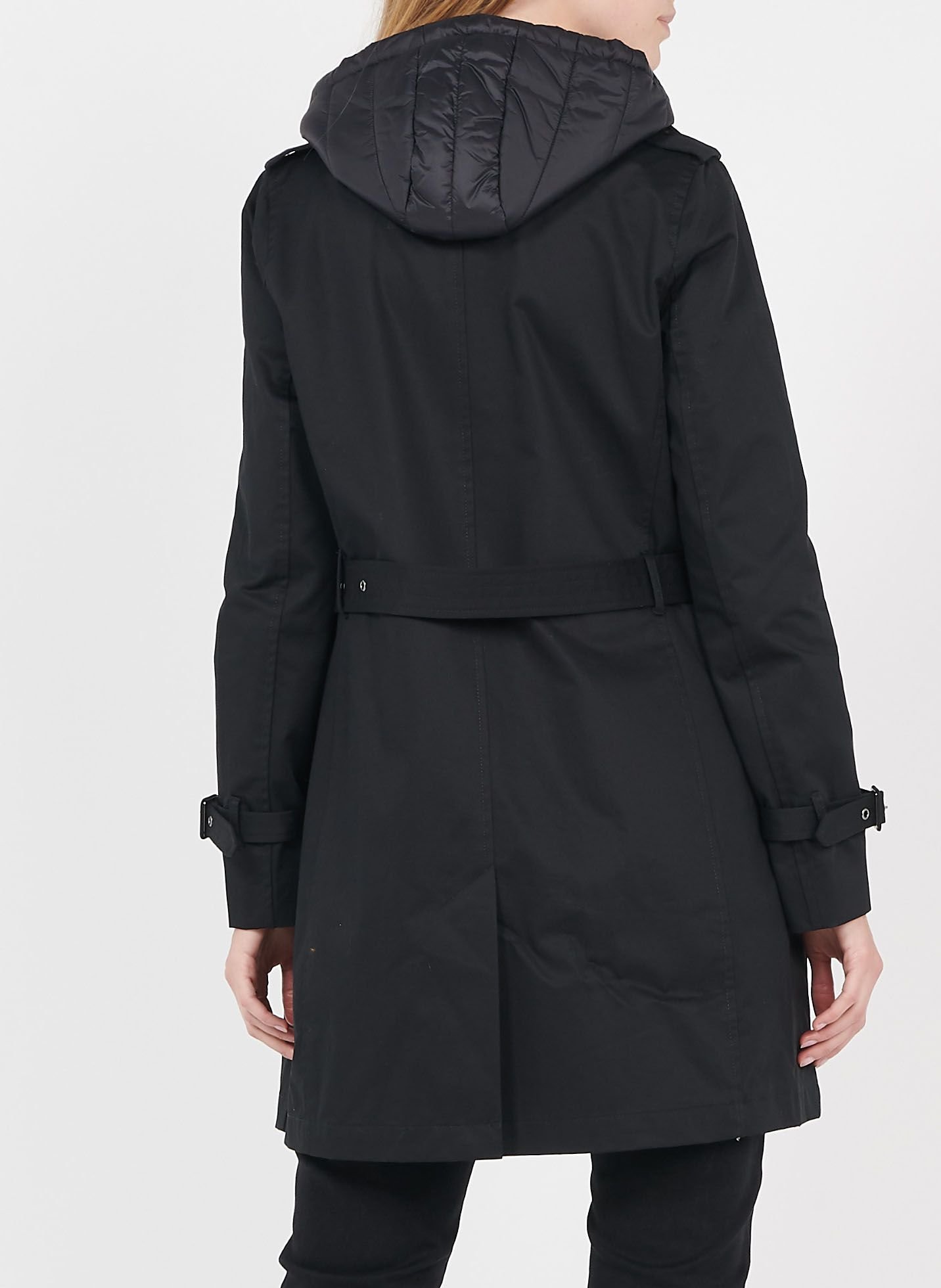 Trench col tailleur à capuche en coton IKKS Noir