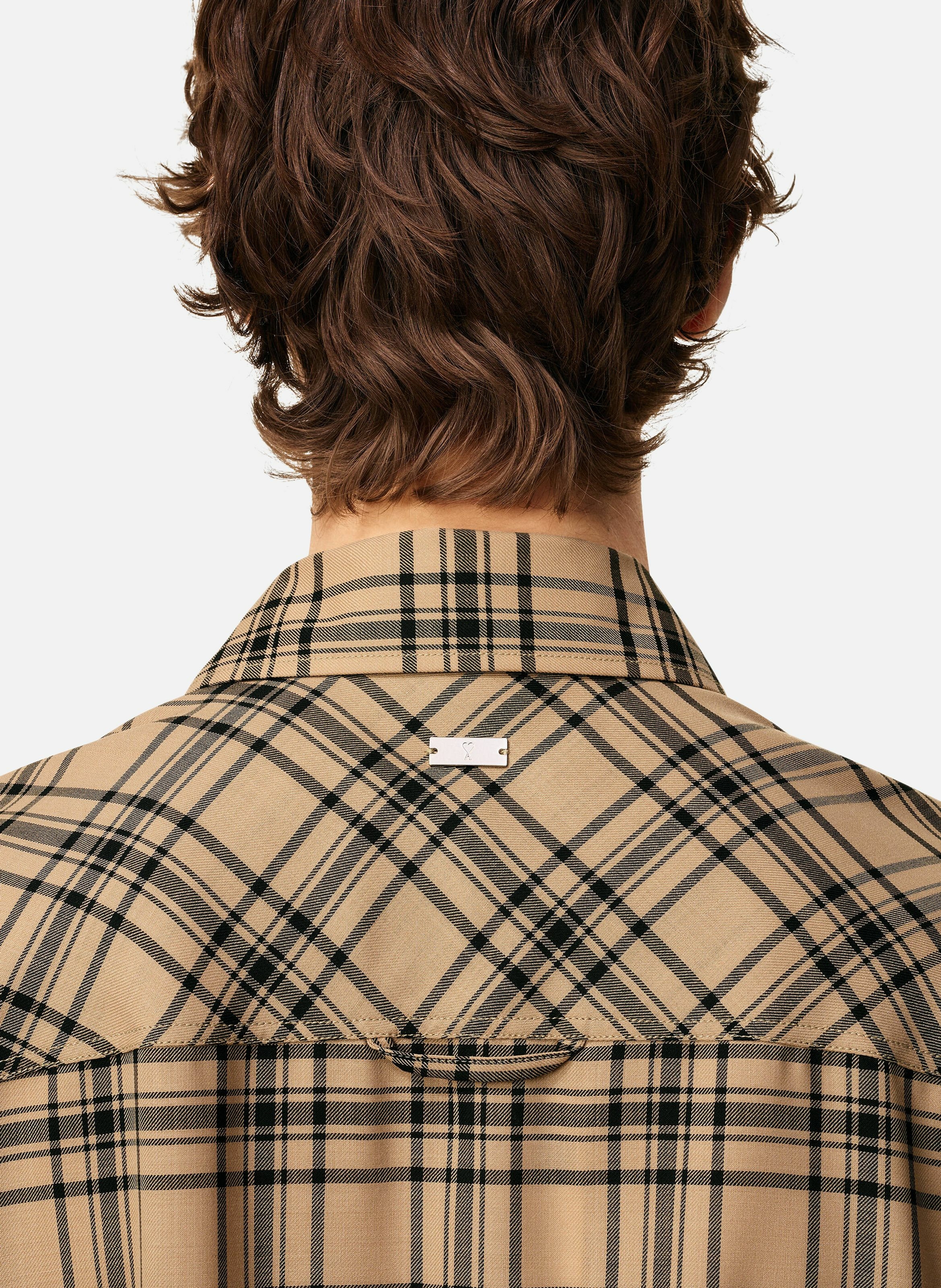 Chemise de bucheron a carreaux en laine unisexe AMI PARIS Marron