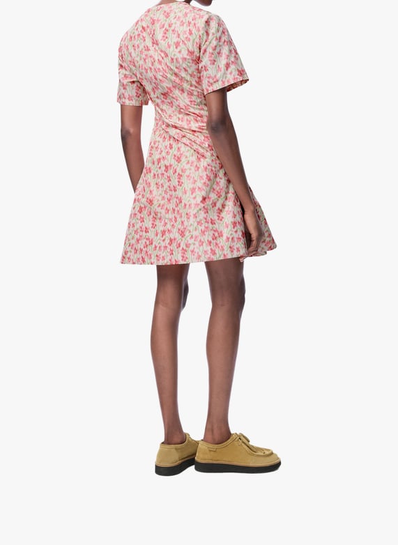 Robe courte torsadée à fleurs en soie mélngée | Rose by LOEWE Robe courte torsadée à fleurs en soie mélngée Rose