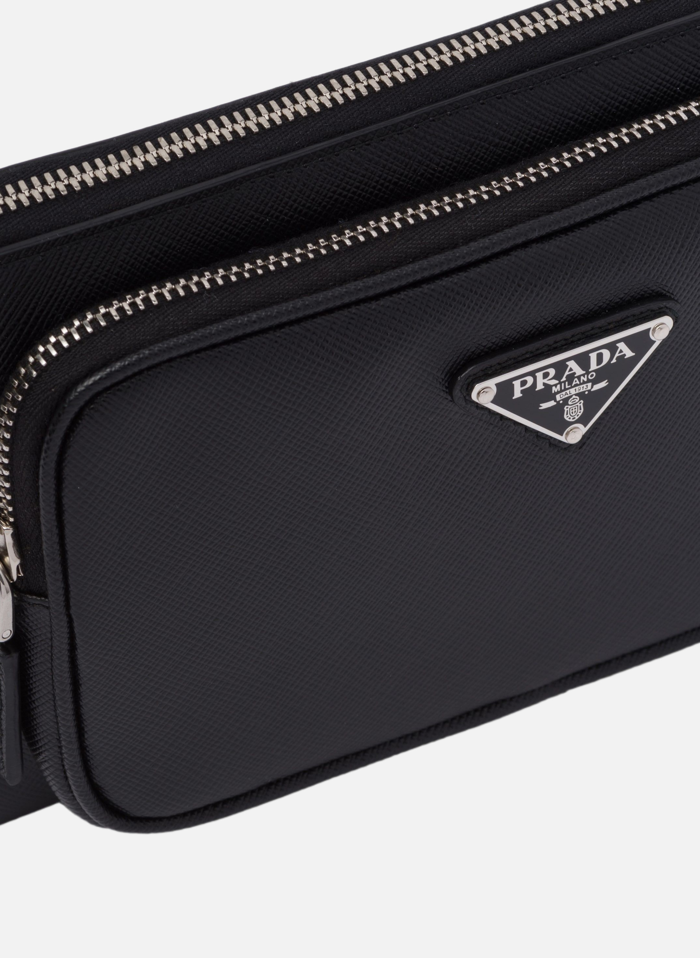 Sac banane en cuir saffiano PRADA Noir