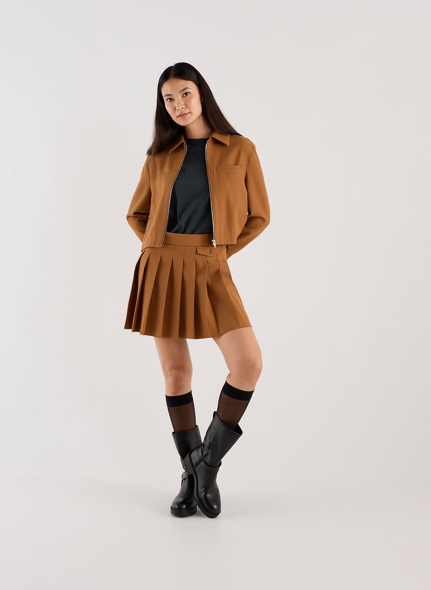 Short jacket with classic collar SAISON 1865 Brown