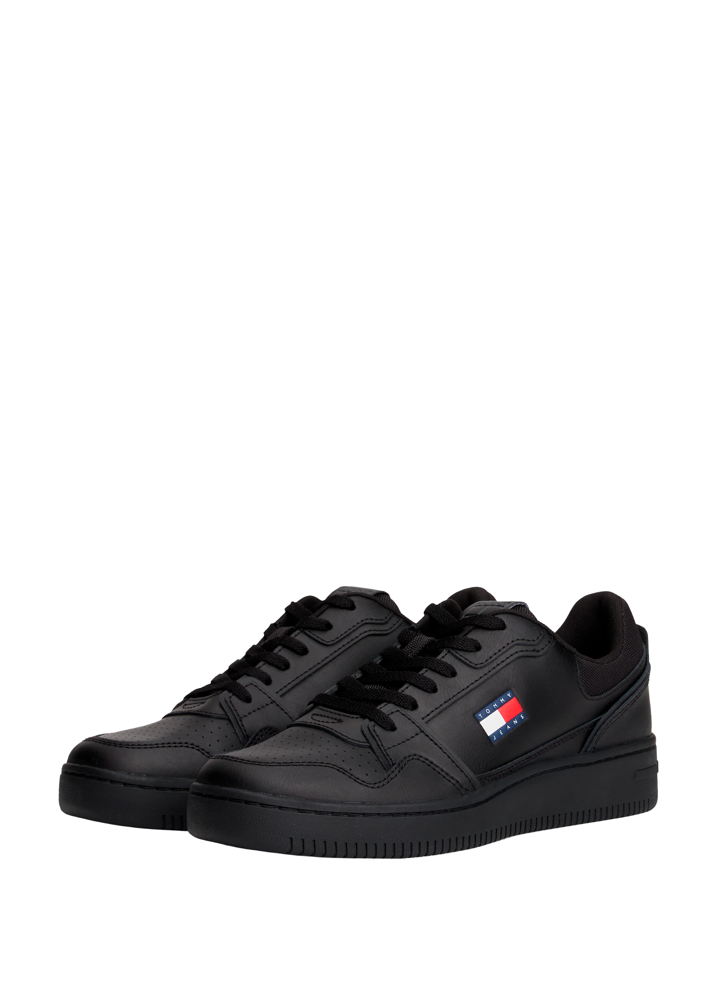 Retro leather sneakers with a serrated sole TOMMY HILFIGER Black