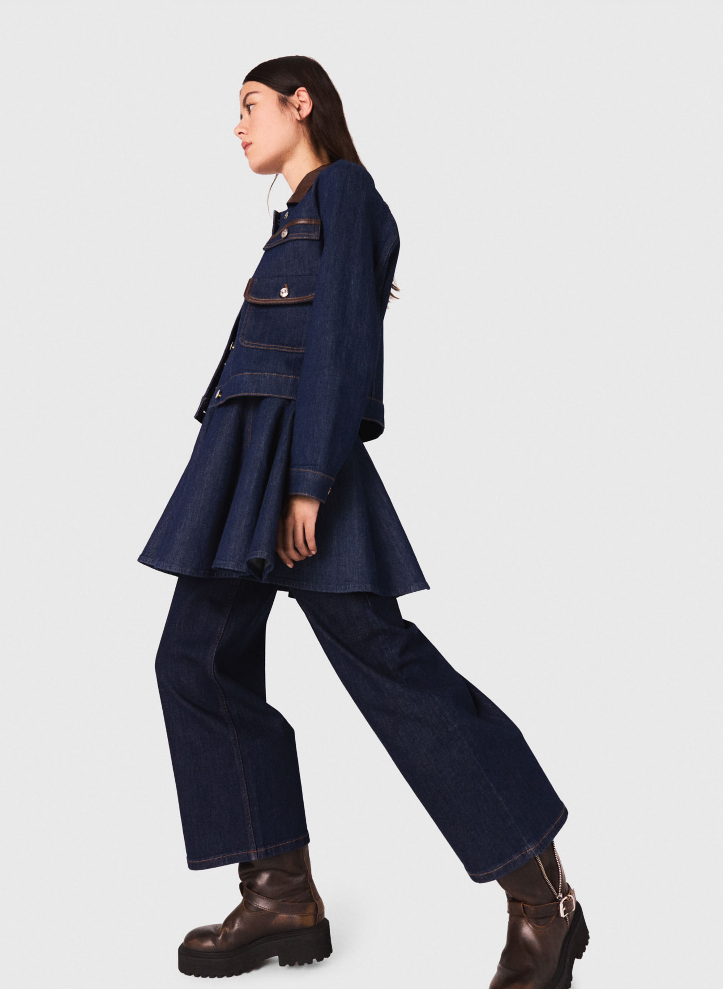 Veste en jean col classique MAJE Bleu