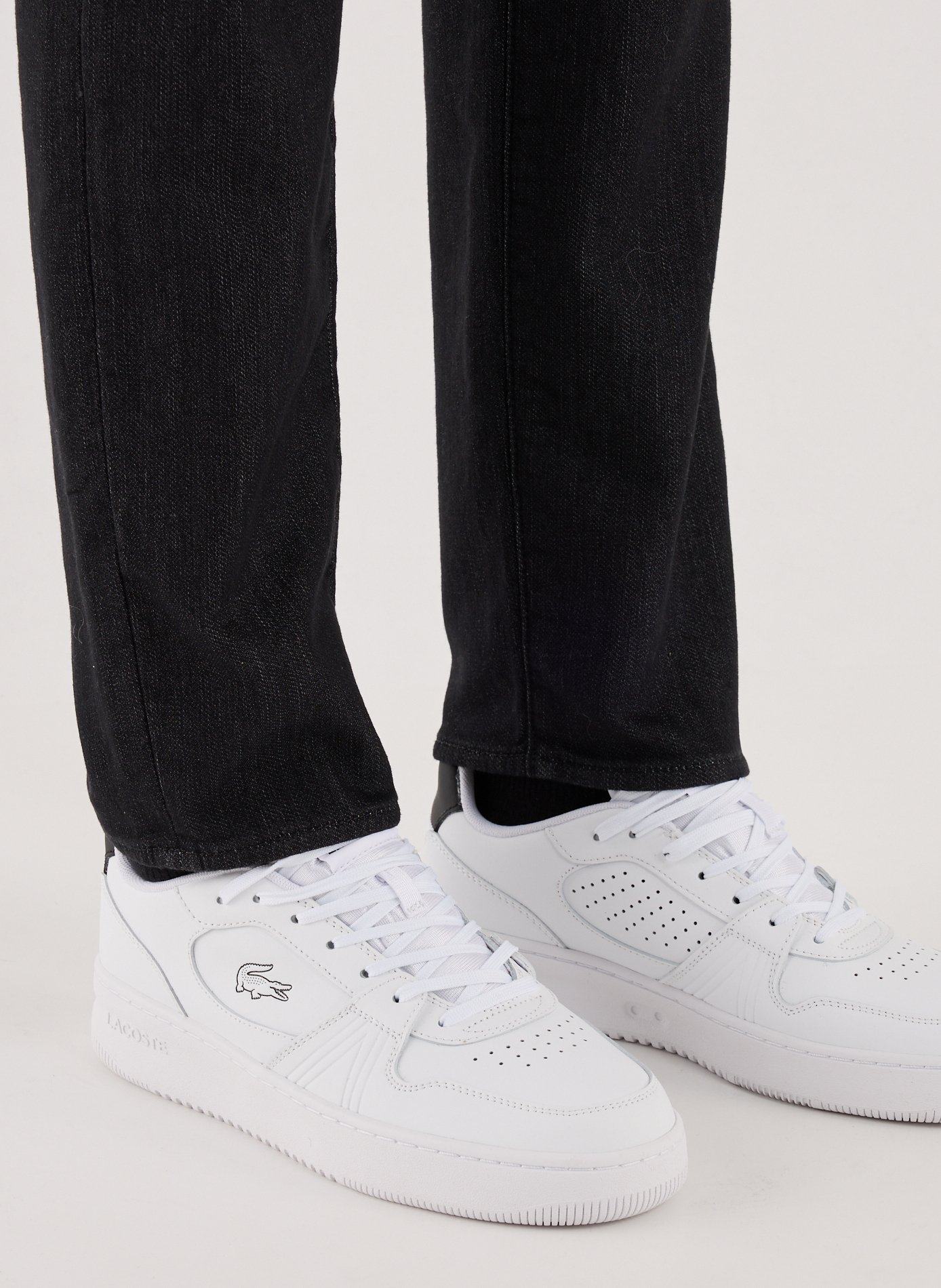Mixed leather sneakers LACOSTE White