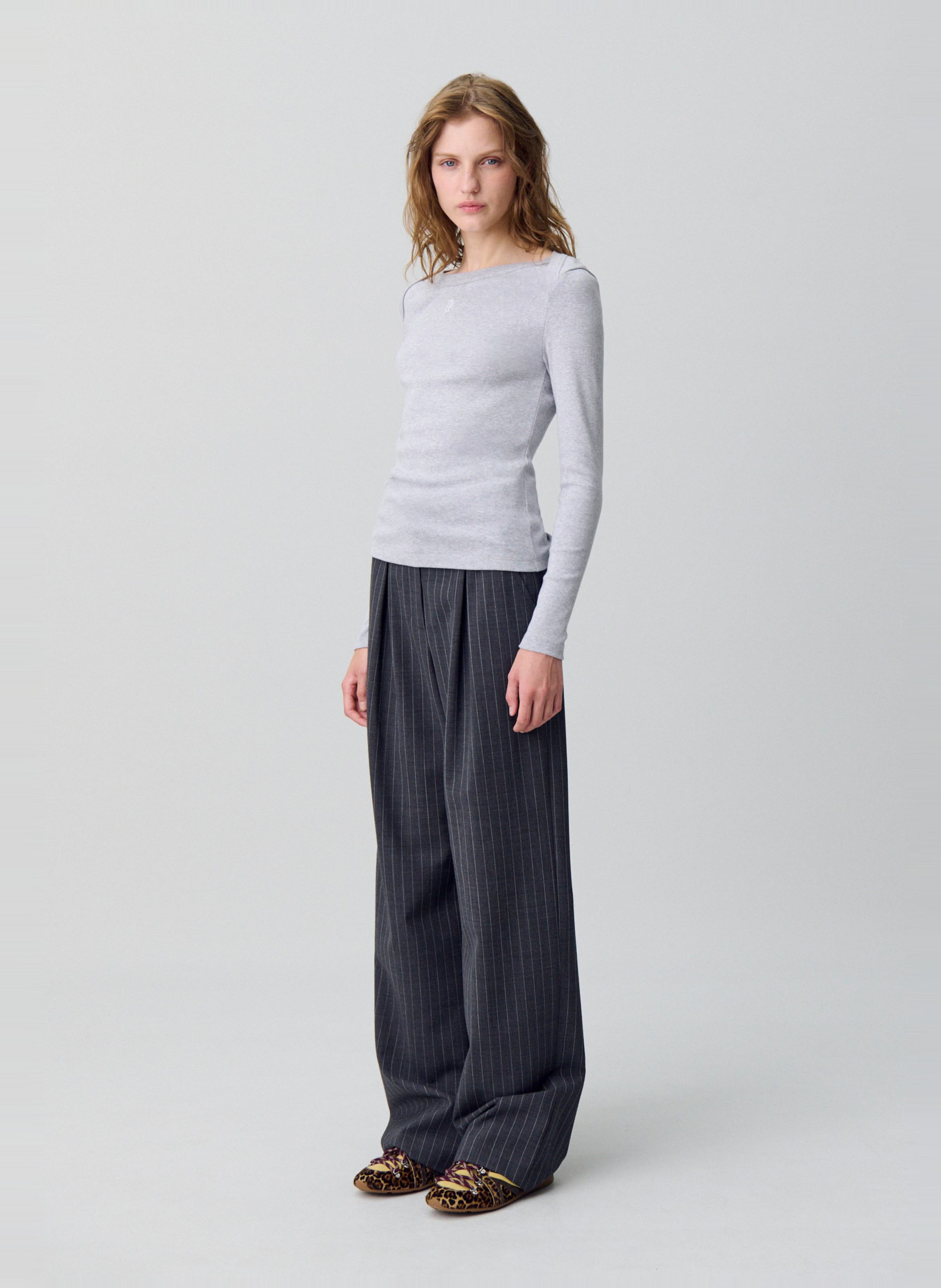 Tee-shirt près du corps col bateau timea CLAUDIE PIERLOT Gris