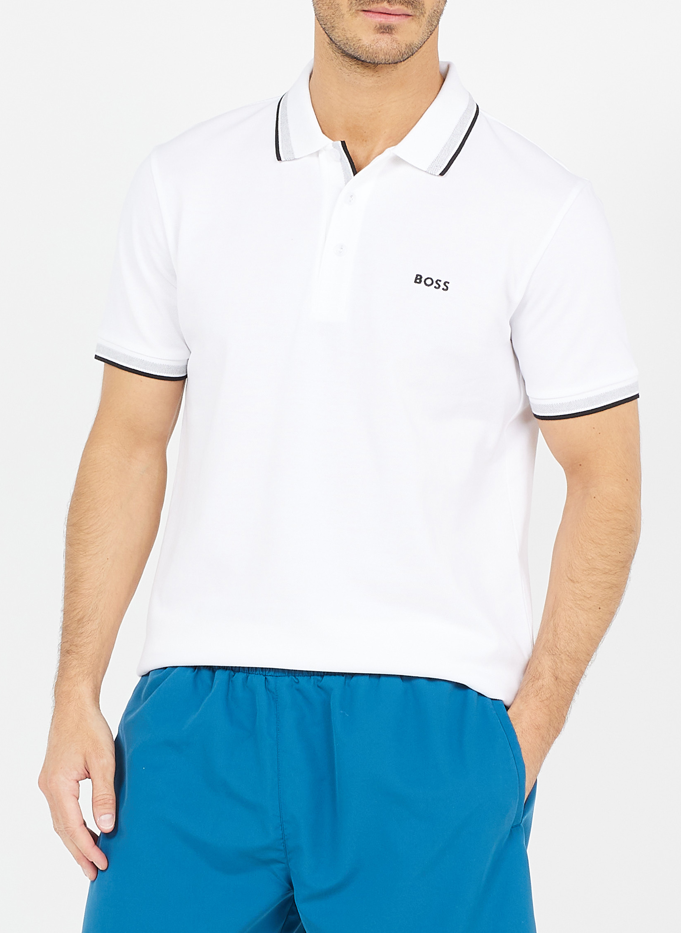 Polo regular fit en coton BOSS Blanc