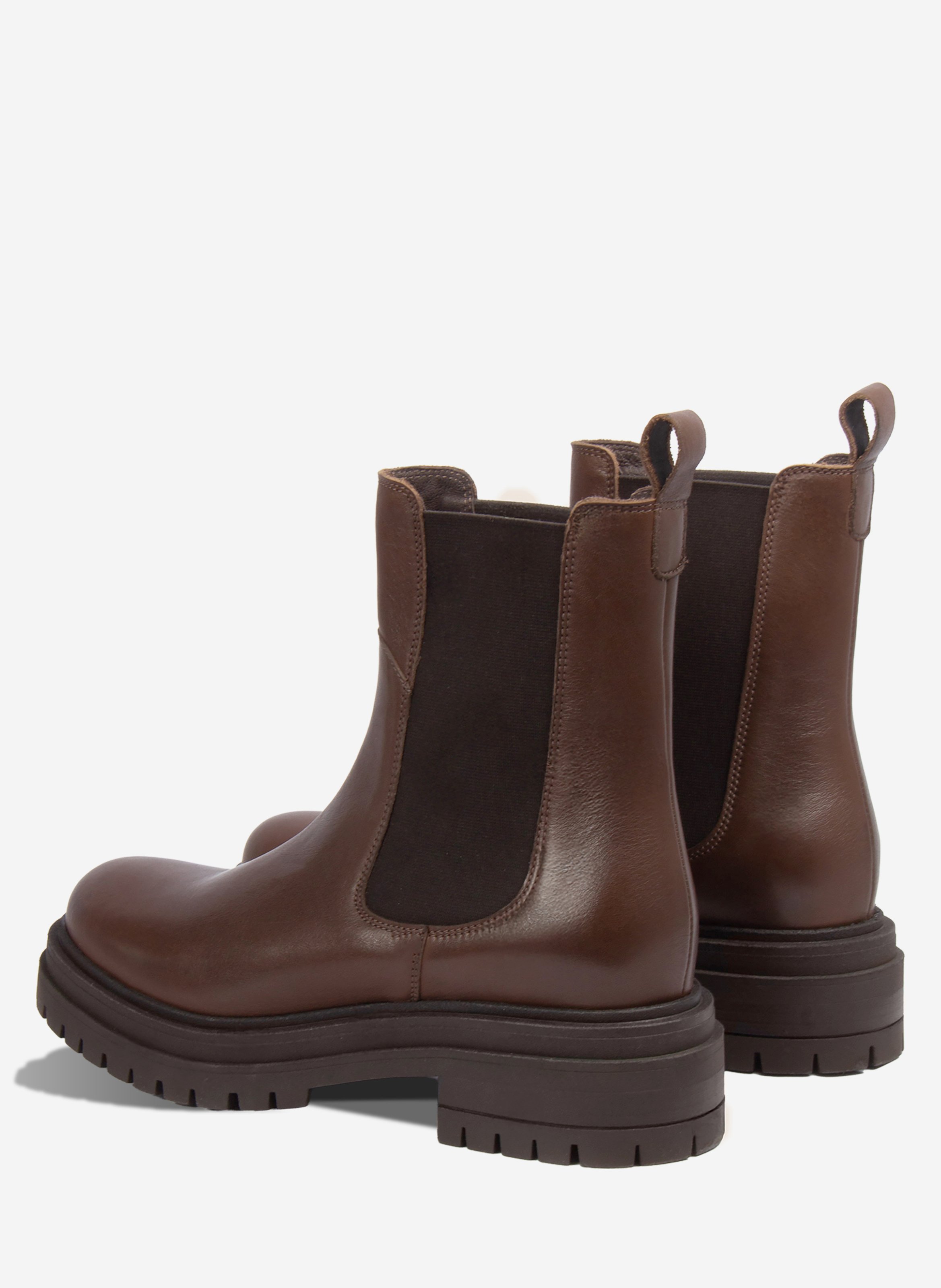 Bottines chelsea crantées cuir lisse JULES & JENN Marron