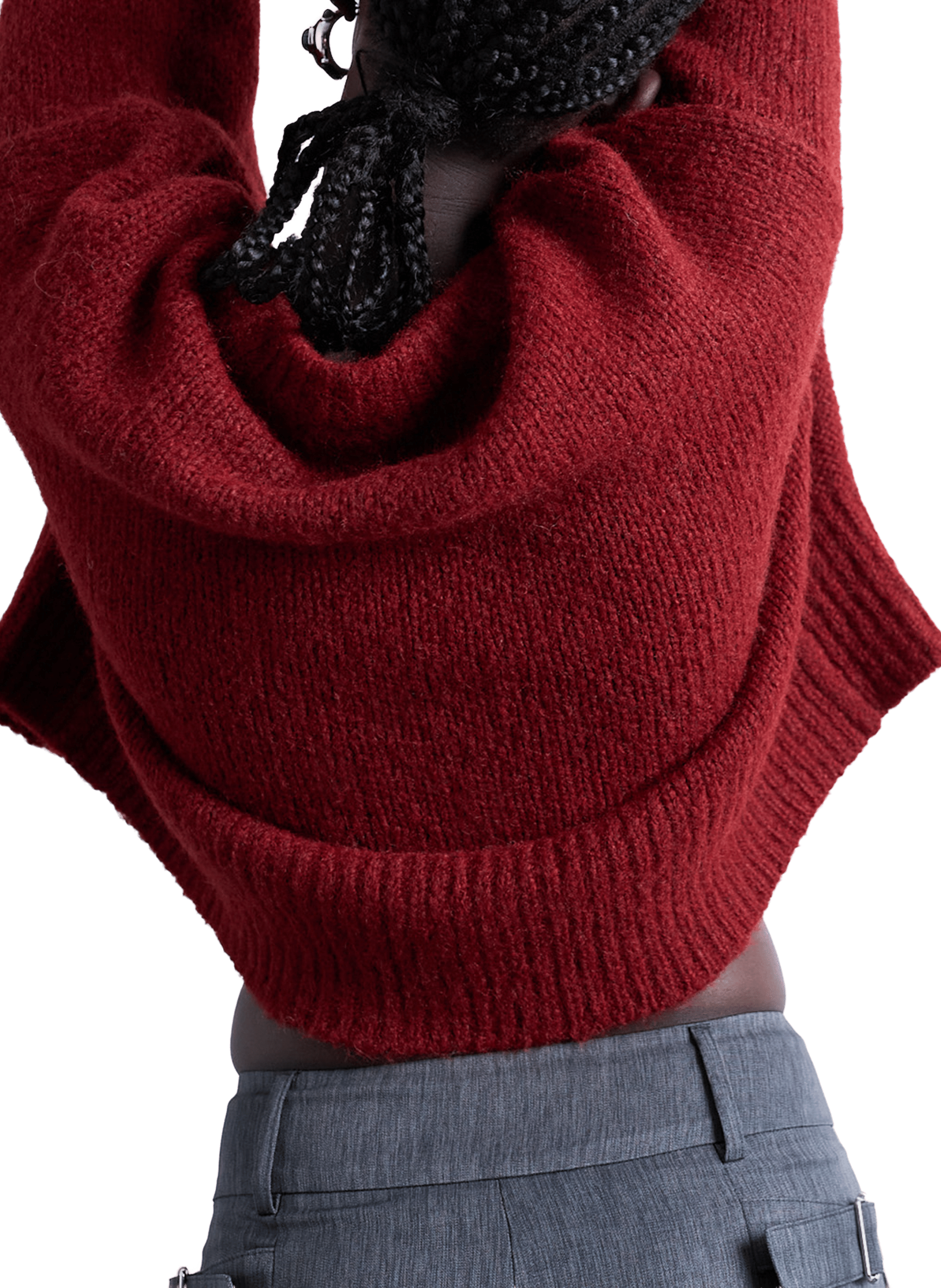 Pull col rond en maille TOPSHOP Rouge