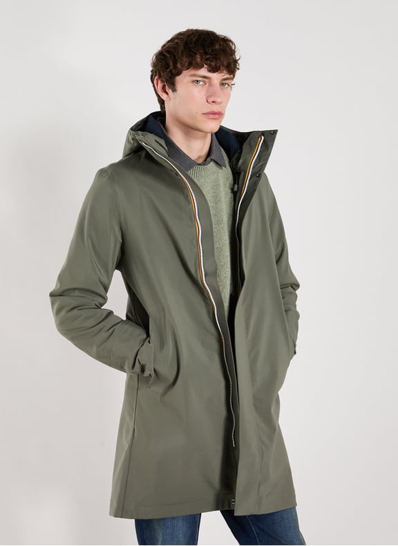 Parka mi-longue à capuche Kaki by K-WAY K-WAY Parka mi-longue à capuche Kaki