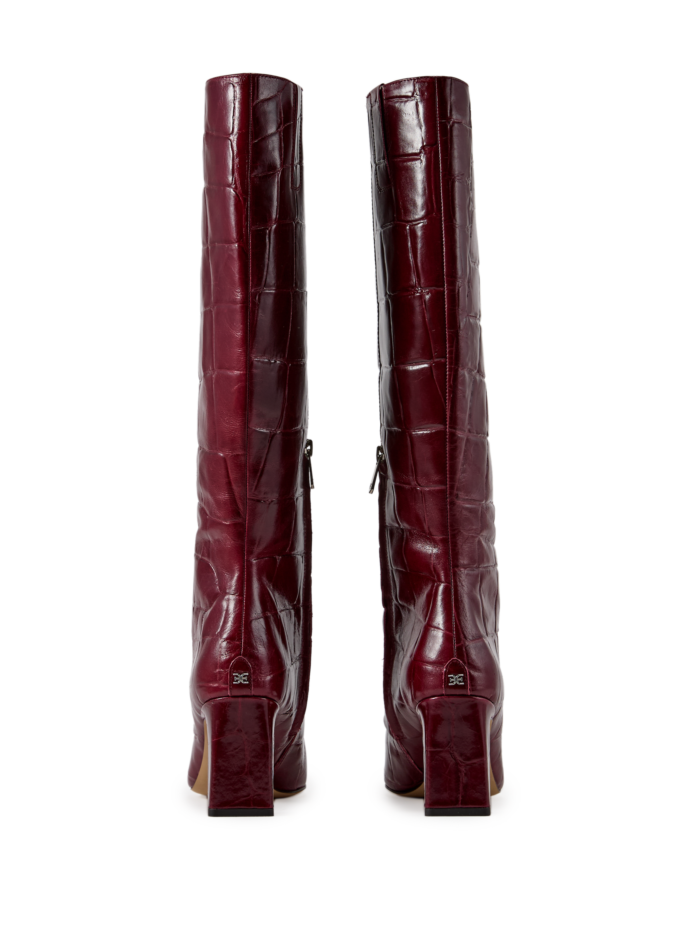 Bottes aspect peau de crocodile en cuir SAM EDELMAN Rouge