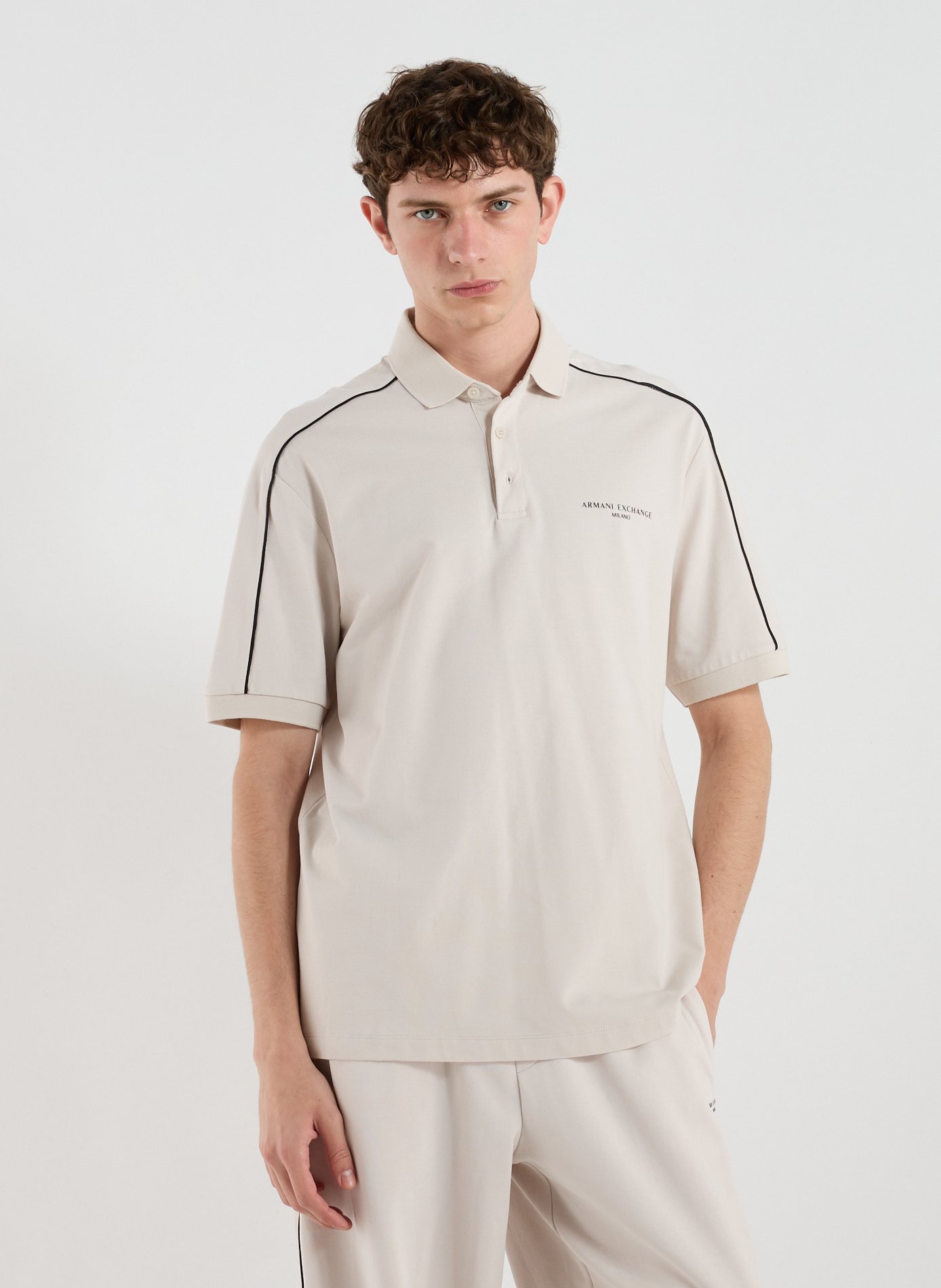 ARMANI EXCHANGE Polo à manches courtes en coton Marron