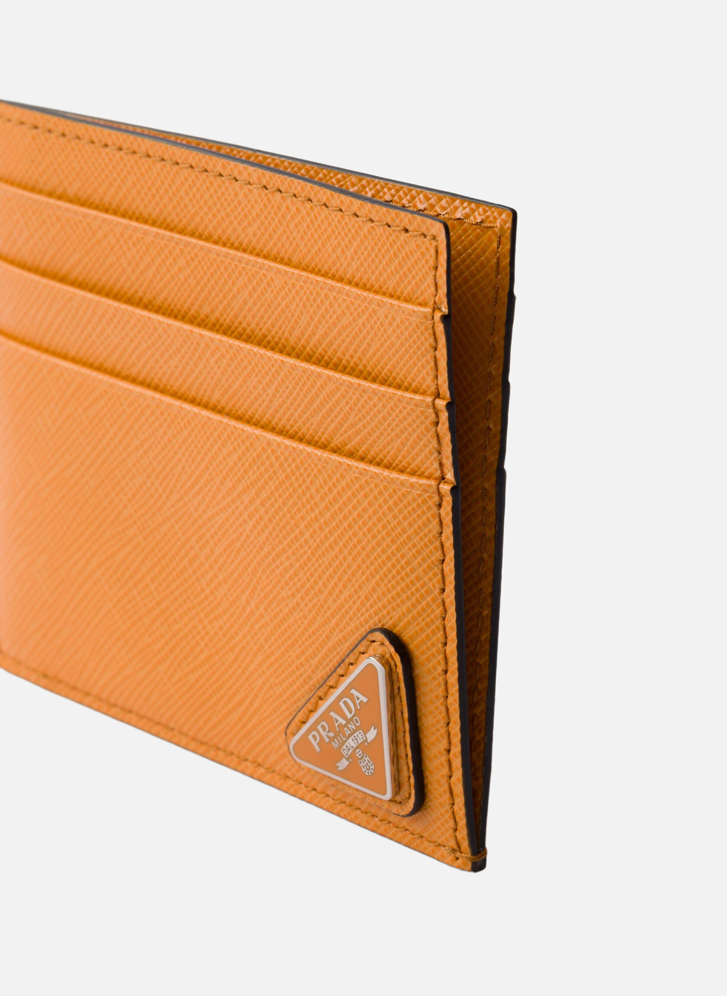 Porte-cartes en cuir saffiano PRADA Orange