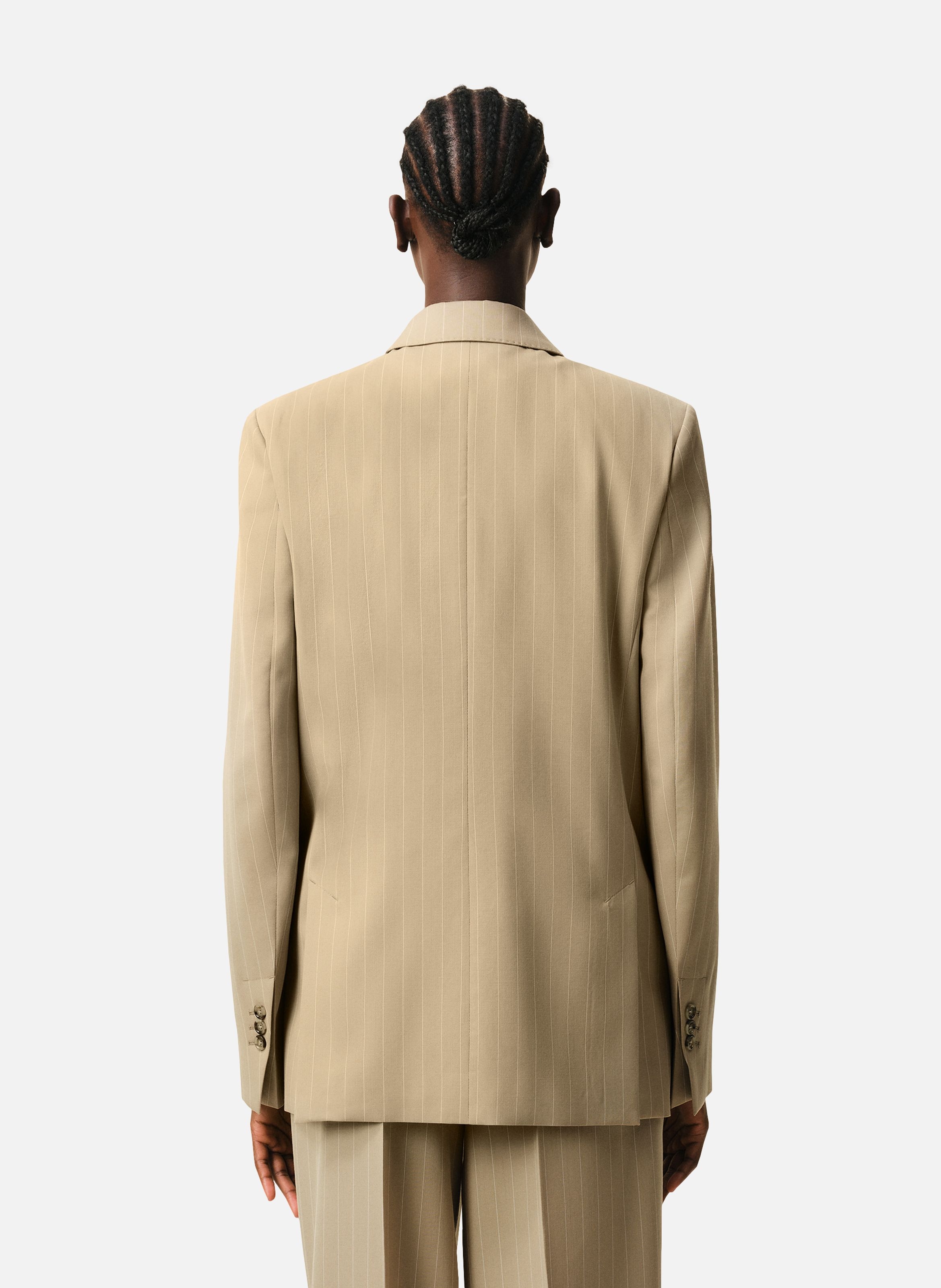 Veste boxy simple boutonnage en laine vierge AMI PARIS Beige