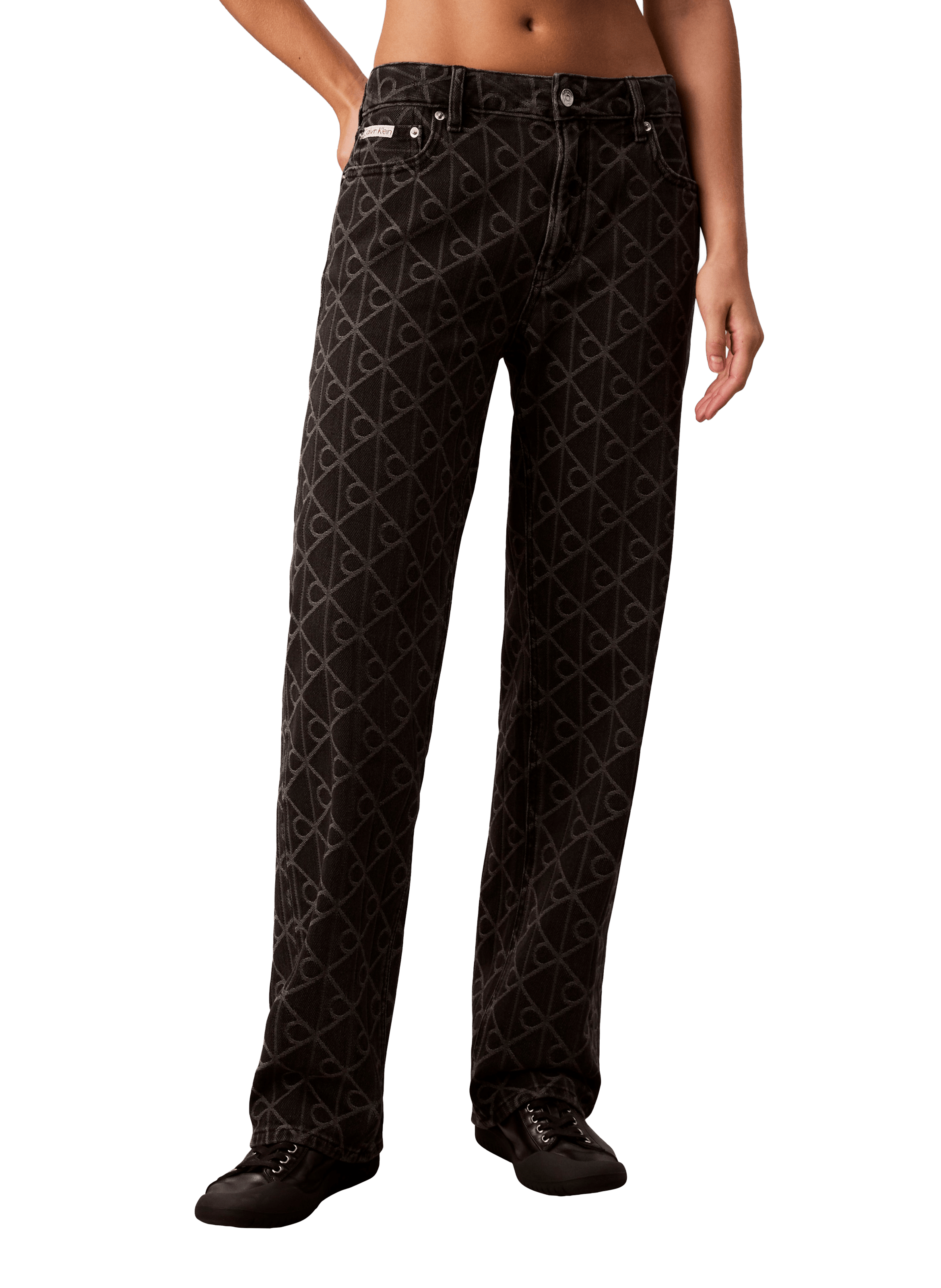 Straight cotton printed jeans CALVIN KLEIN Black