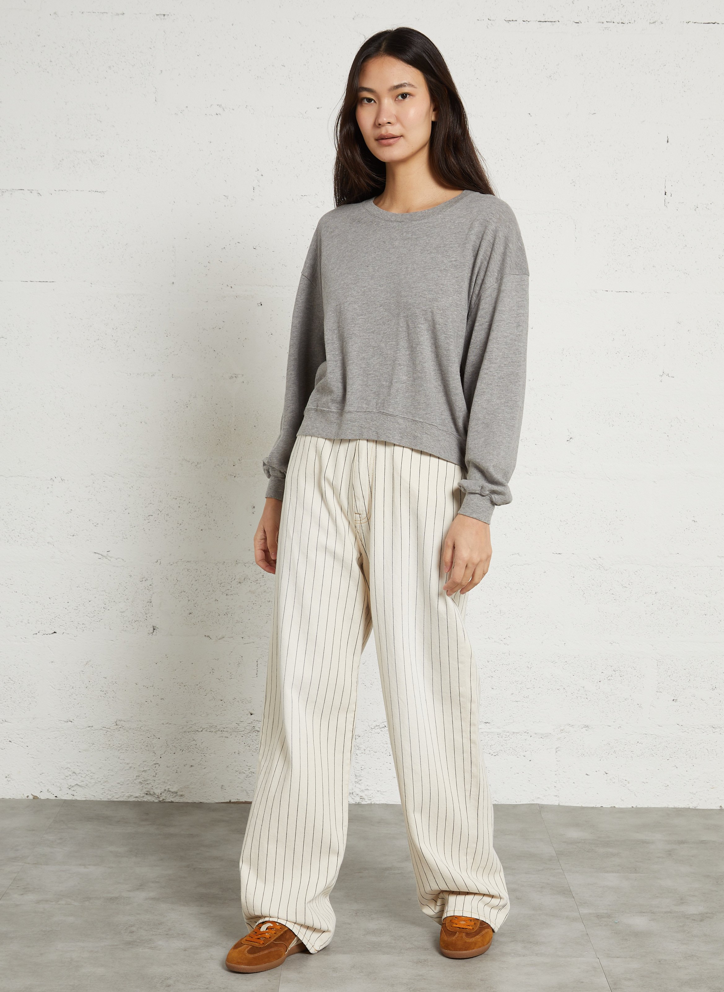 Tee-shirt droit col rond en coton sonoma AMERICAN VINTAGE Gris