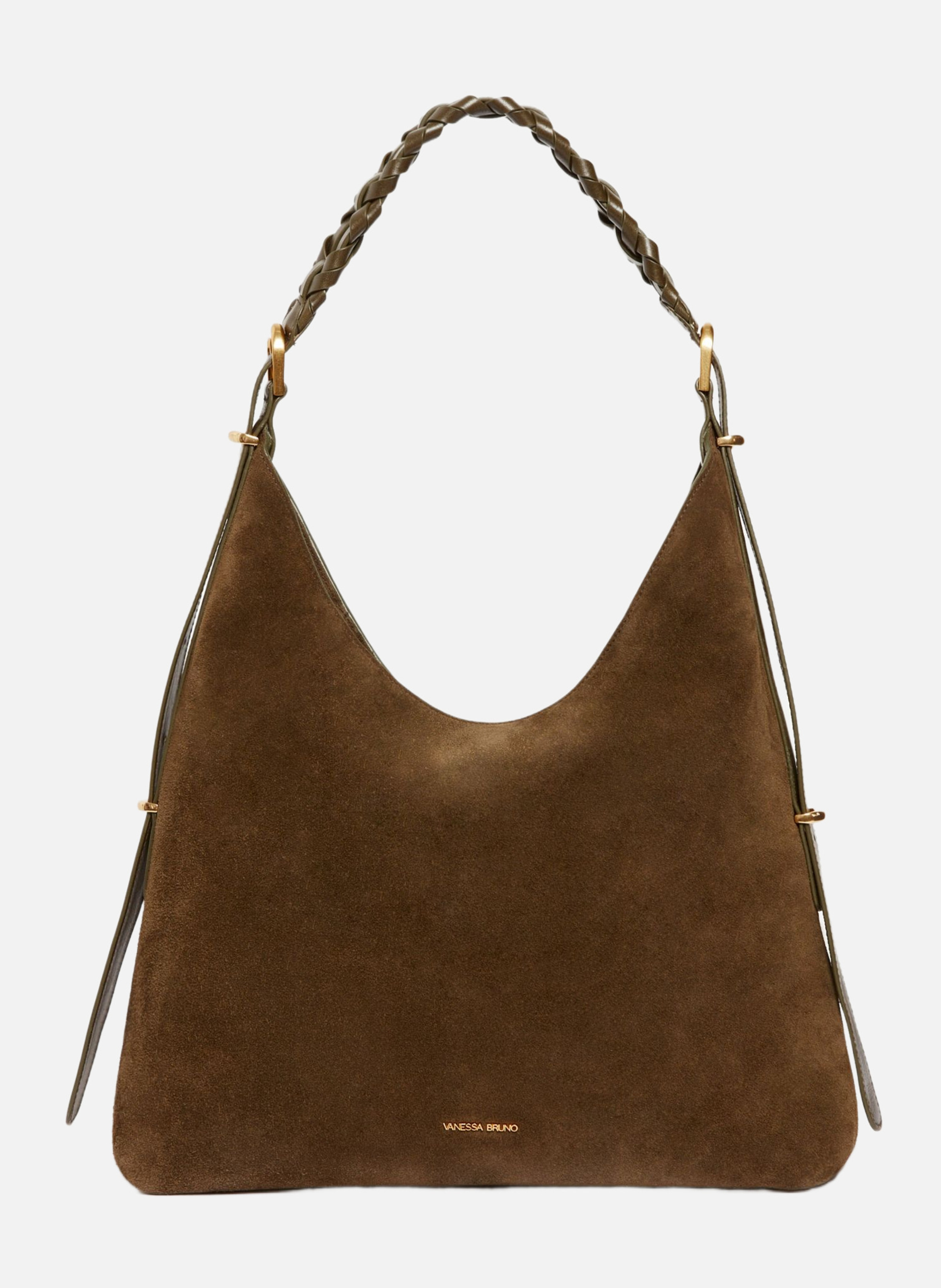Grand Sac Hobo Jess en Cuir Velours VANESSA BRUNO Vert