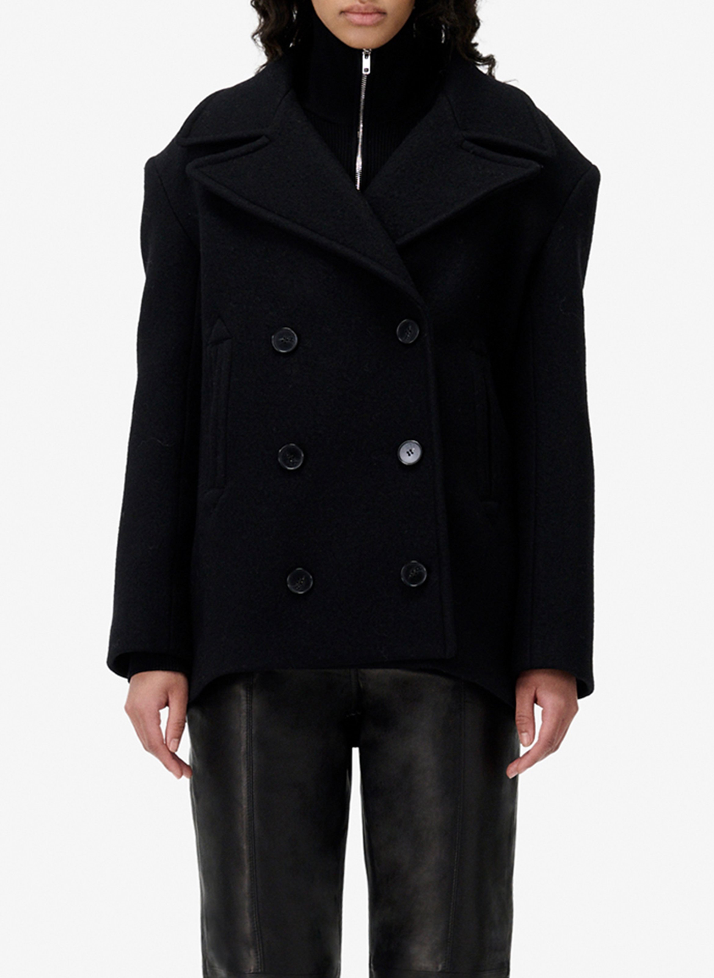 Manteau tailleur boutonné en laine mélangée caribe IRO Kaki