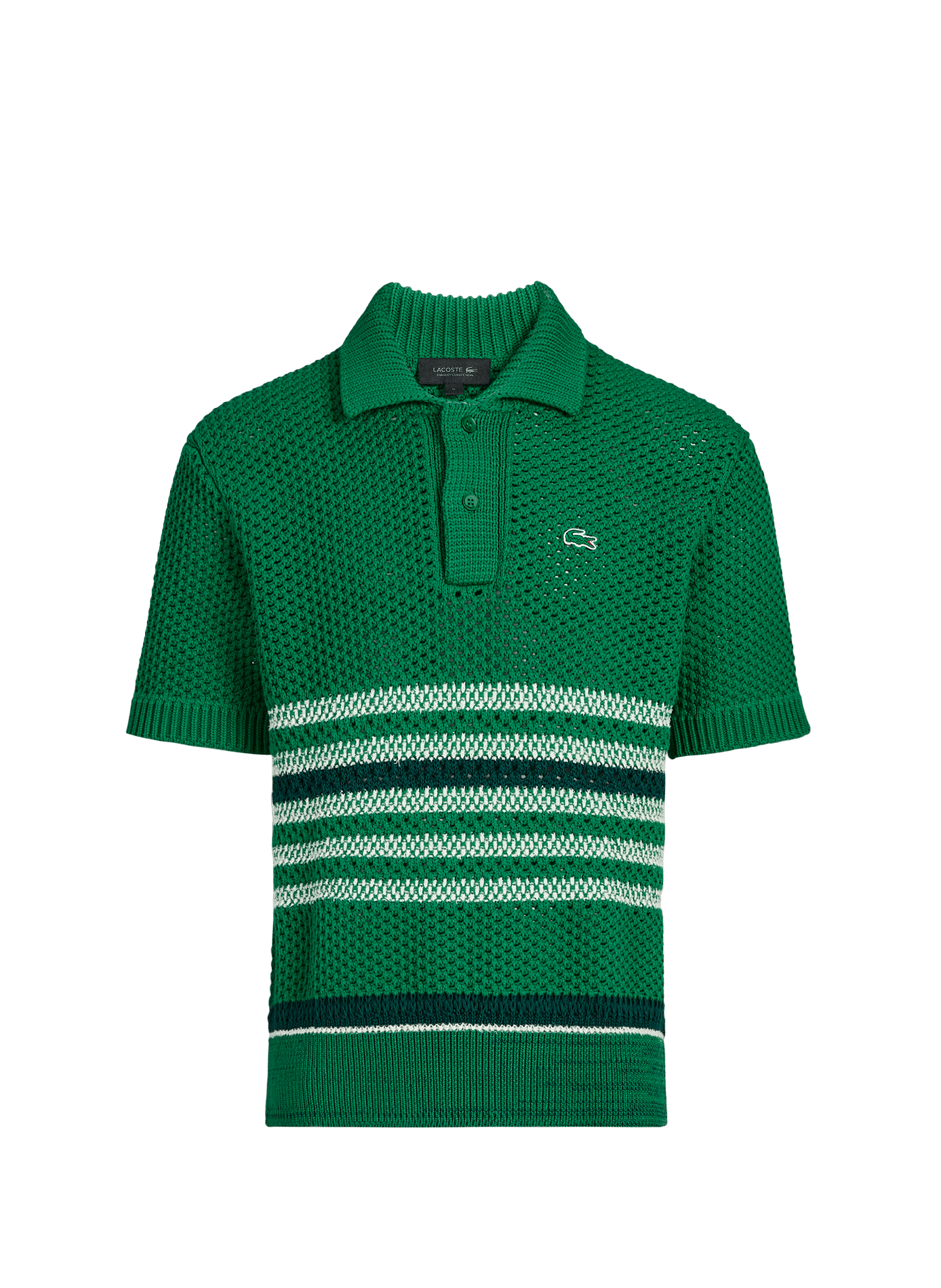 Polo a righe in maglia di cotone misto LACOSTE Verde