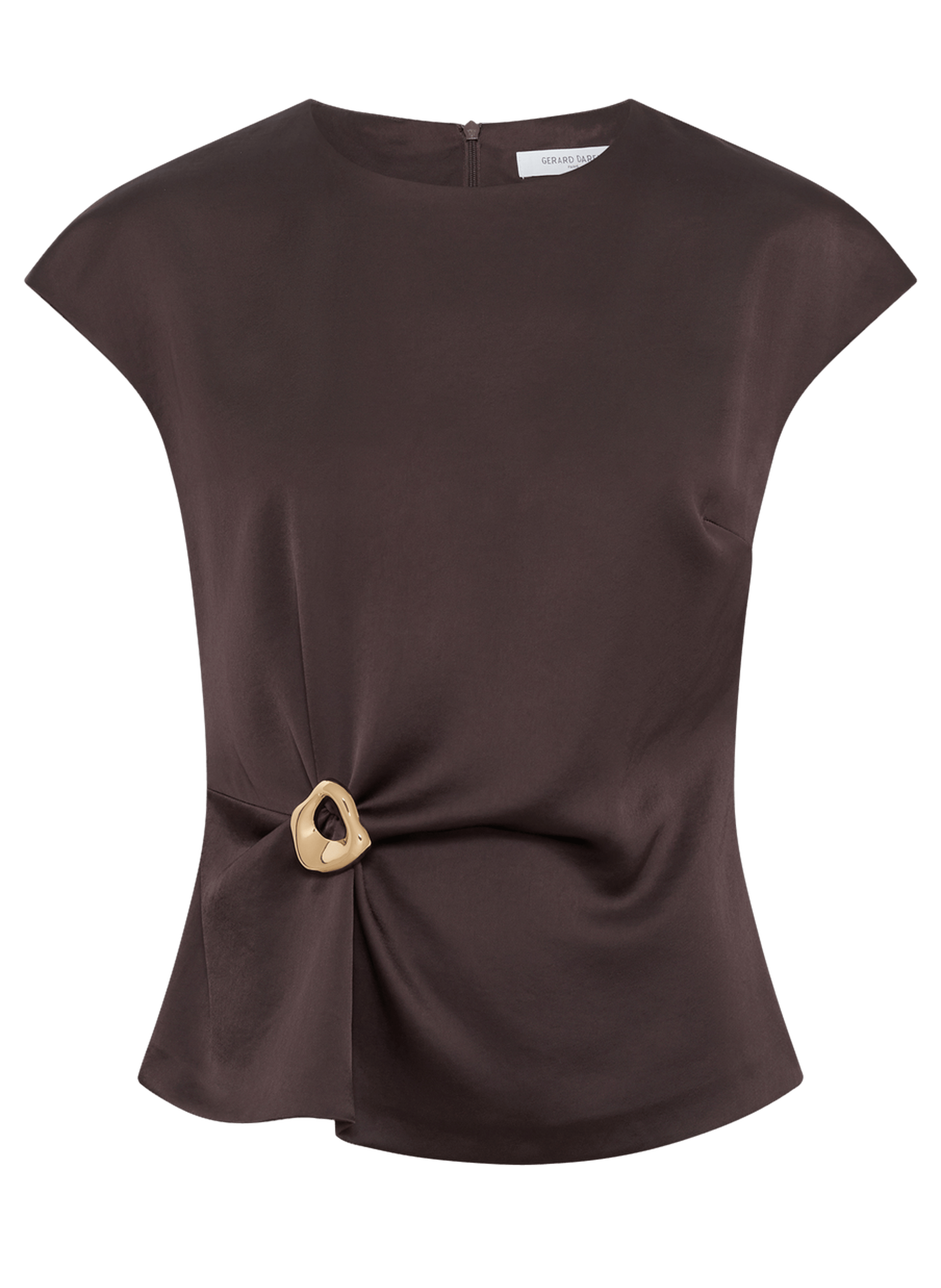 Top drapé à bijou doré - claudie GERARD DAREL Marron