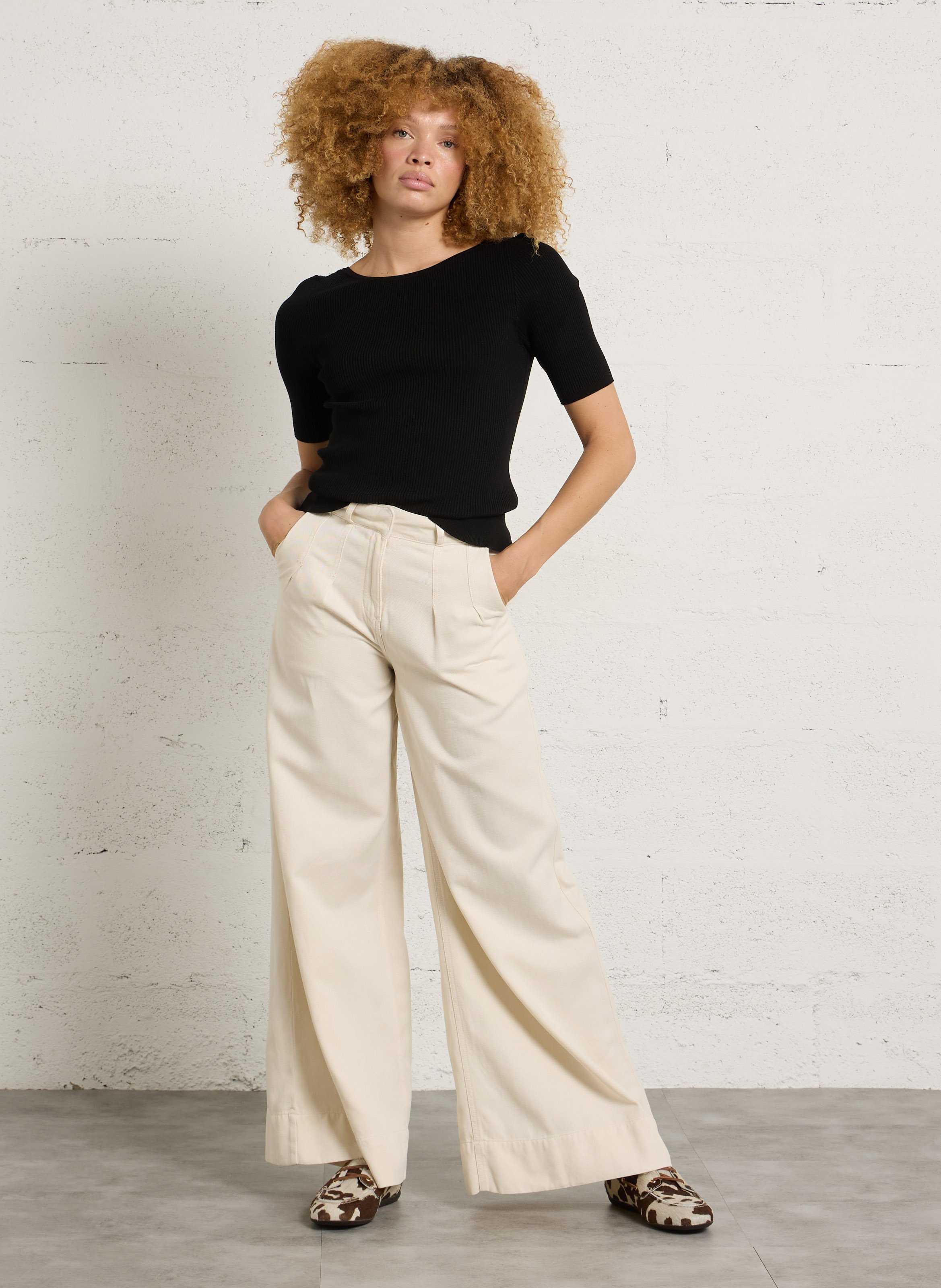 Top ajusté col bateau en maille peggy MAISON 123 Noir