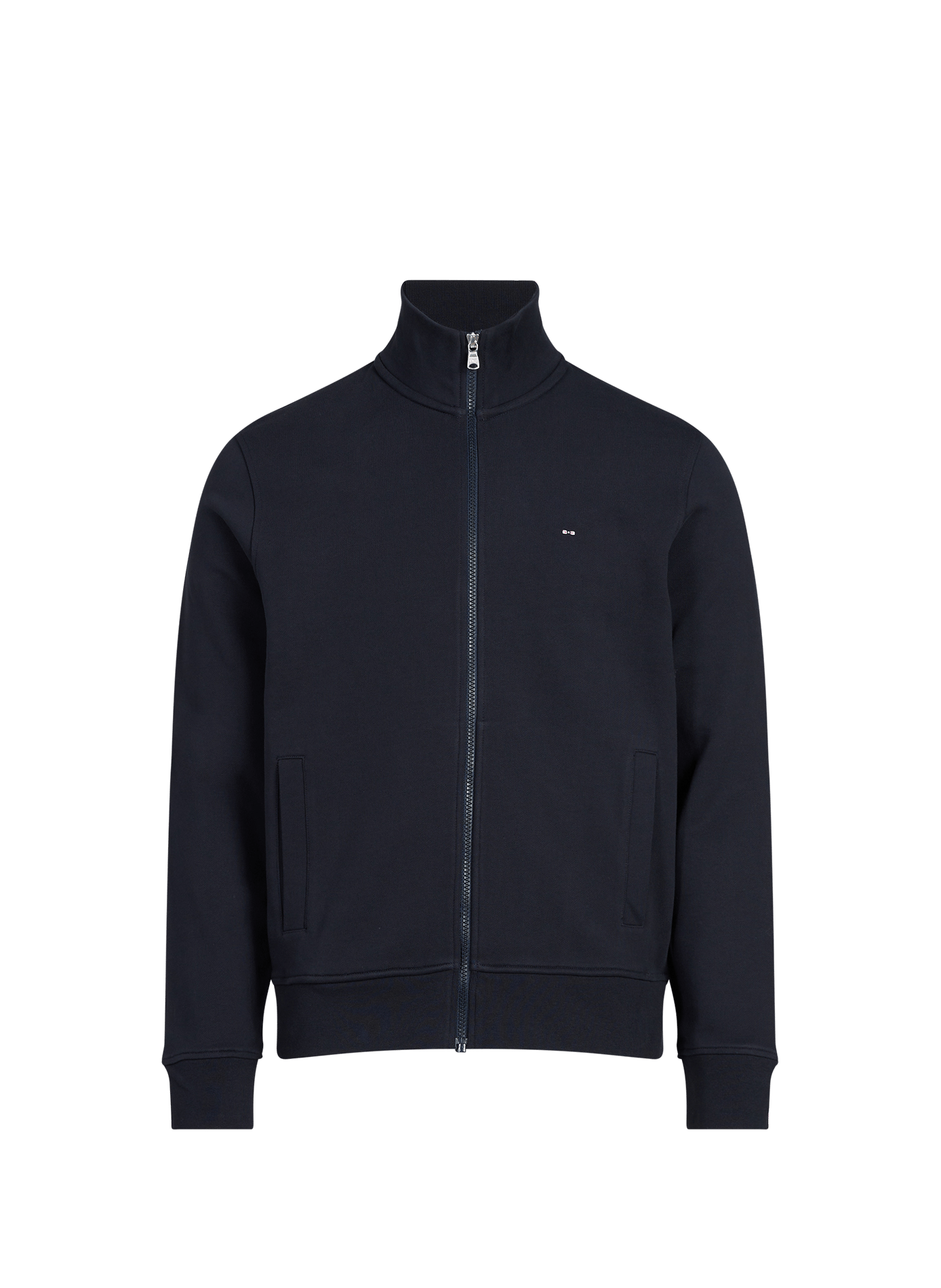 Straight high-neck embroidered cotton jacket EDEN PARK Blue
