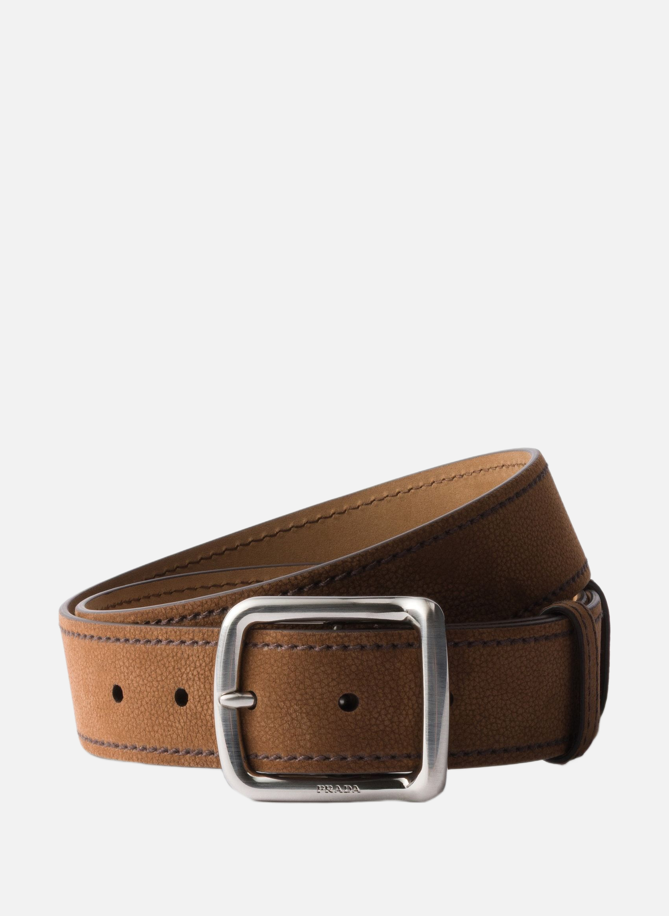 Ceinture en cuir nubuck PRADA Marron