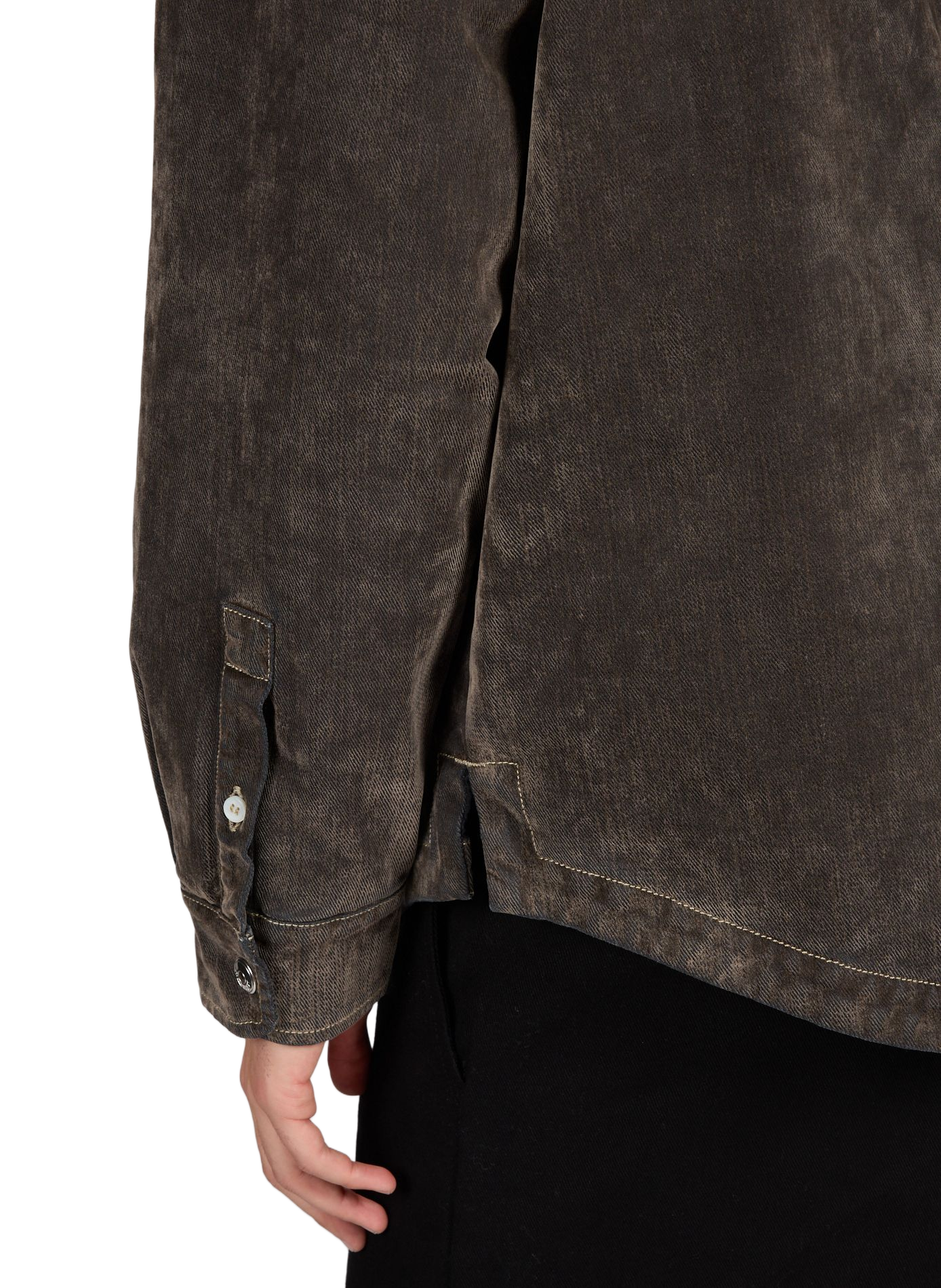 Oversized shirt with classic collar in washed denim. JACQUEMUS Khaki