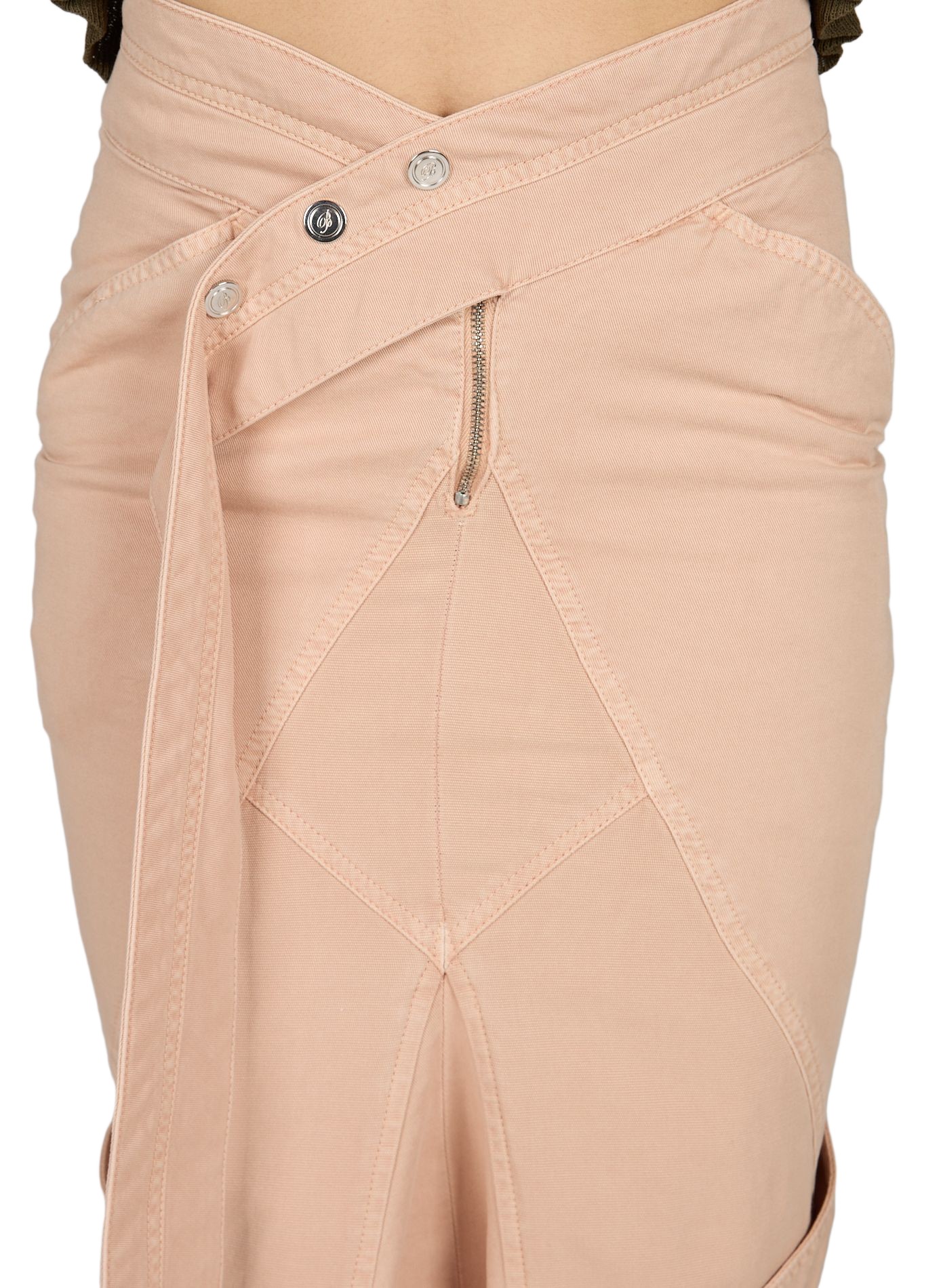 Midi skirt with asymmetrical cotton belt BLUMARINE Beige