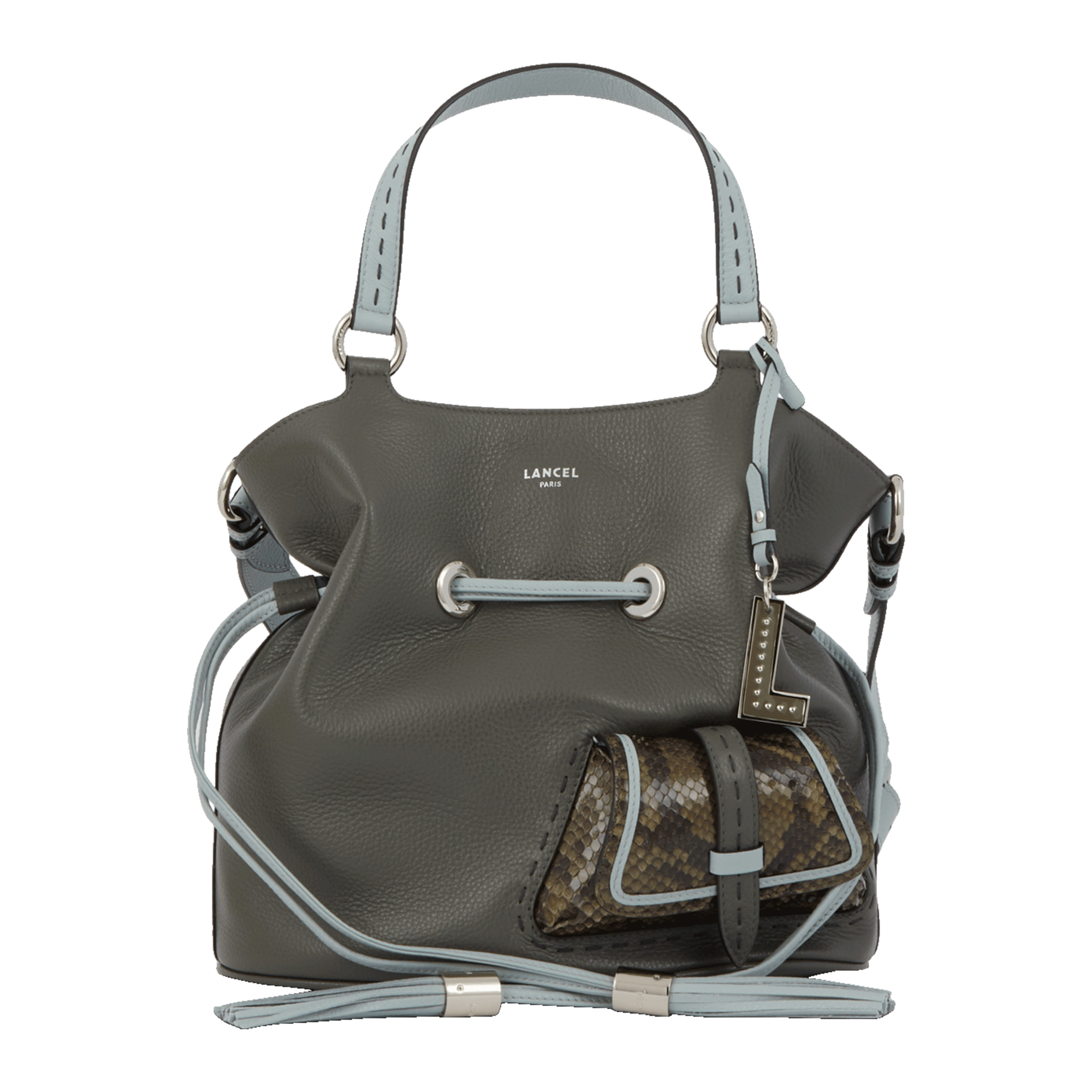 Handtas "Premier Flirt" van Lancel in kalfsleer met graanstructuur & python LANCEL Grijs