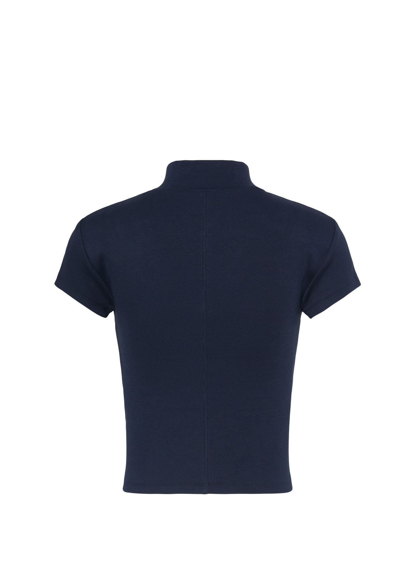 T-shirt court côtelé à zip en coton mélangé | Bleu CALVIN KLEIN Femme
