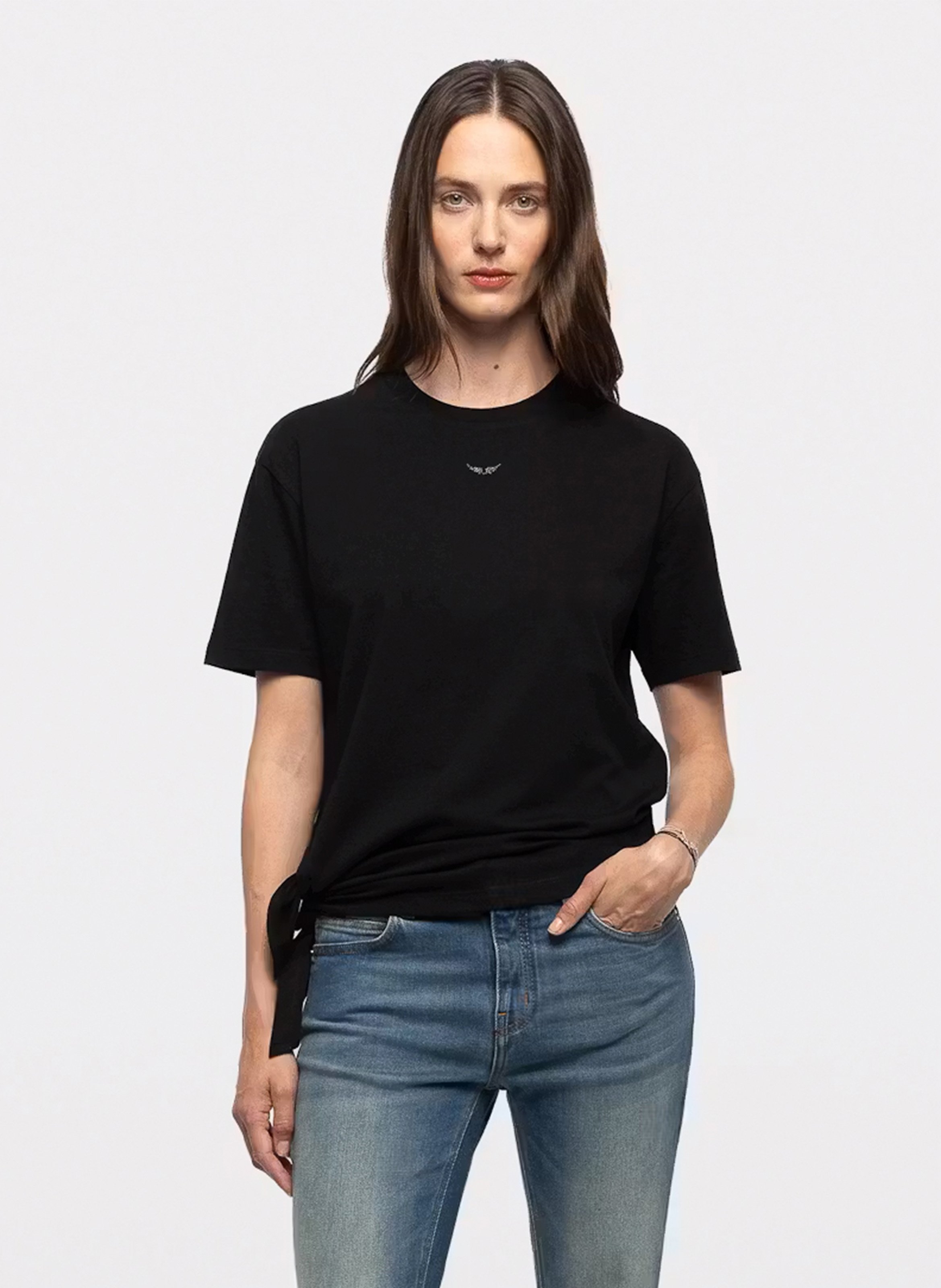 Tee-shirt col rond en coton edda ZADIG&VOLTAIRE Noir