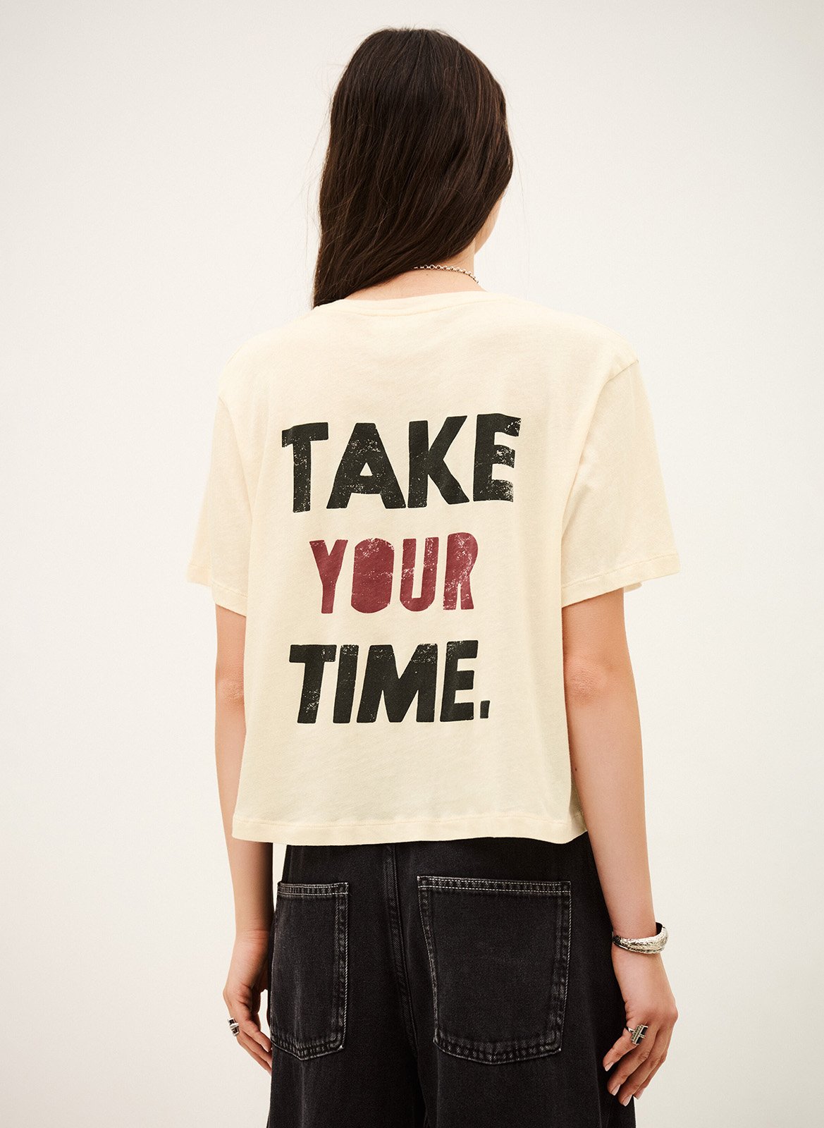 T-shirt met zeefdruk op de achterkant BA&SH Beige