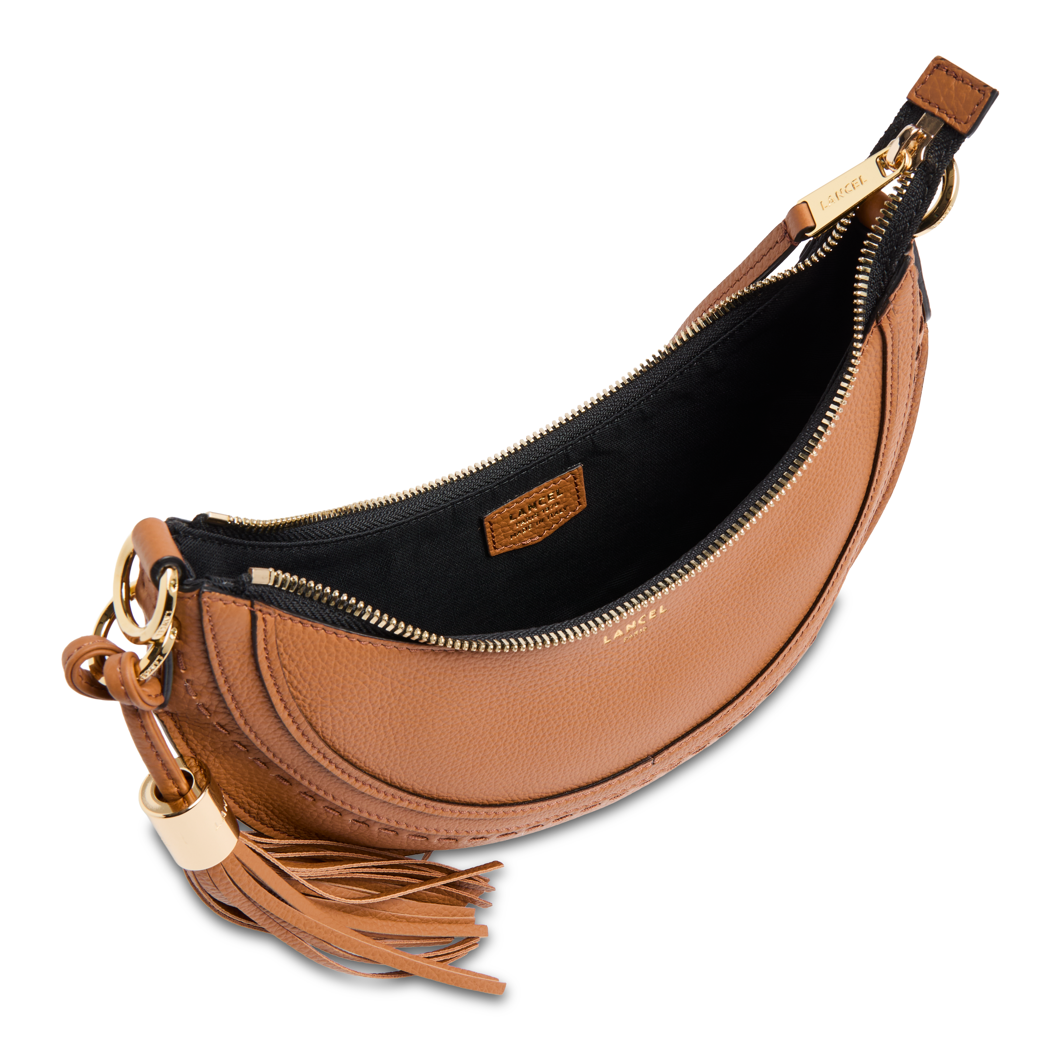 Handtas met rits - kalfsleren hobo van Lancel, compact model met ritssluiting en eerste flirt twist. LANCEL Bruin