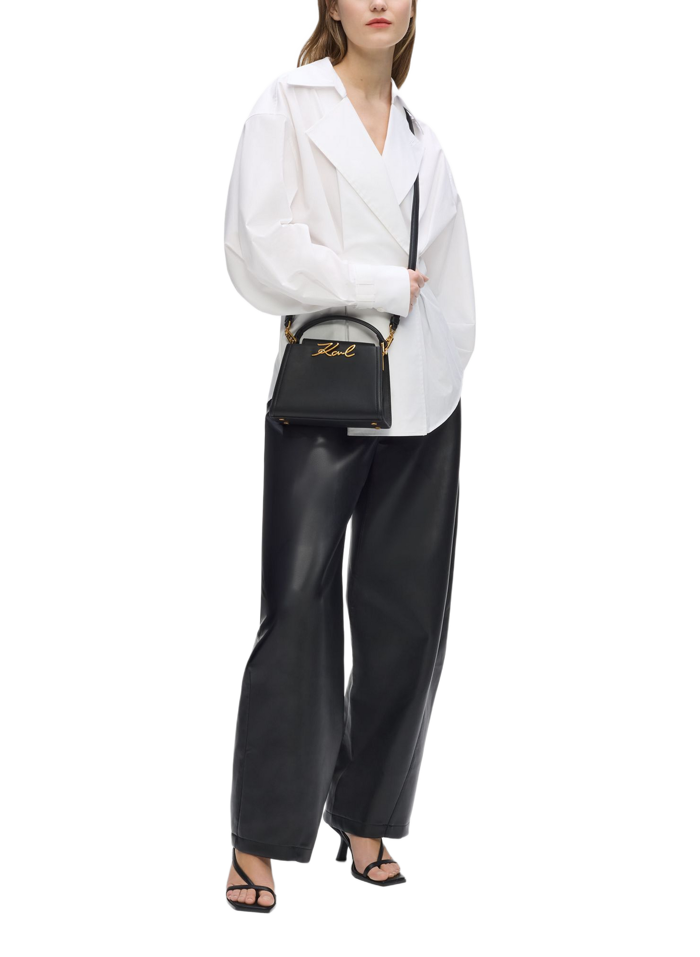 Lederhandtasche K/Signature Mini KARL LAGERFELD Schwarz