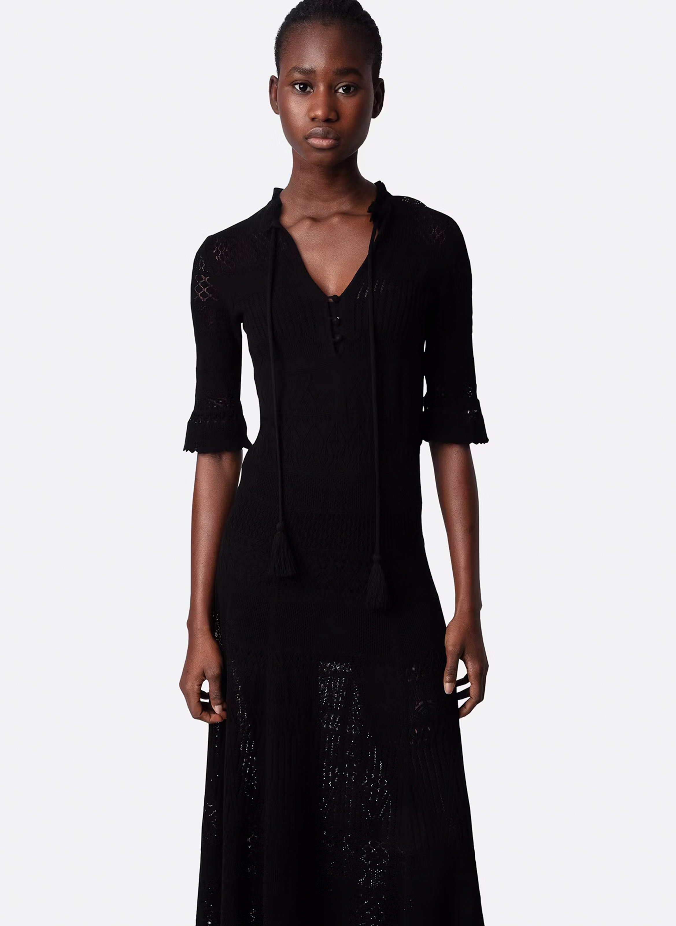 Robe longue en crochet memphis ZADIG&VOLTAIRE Noir