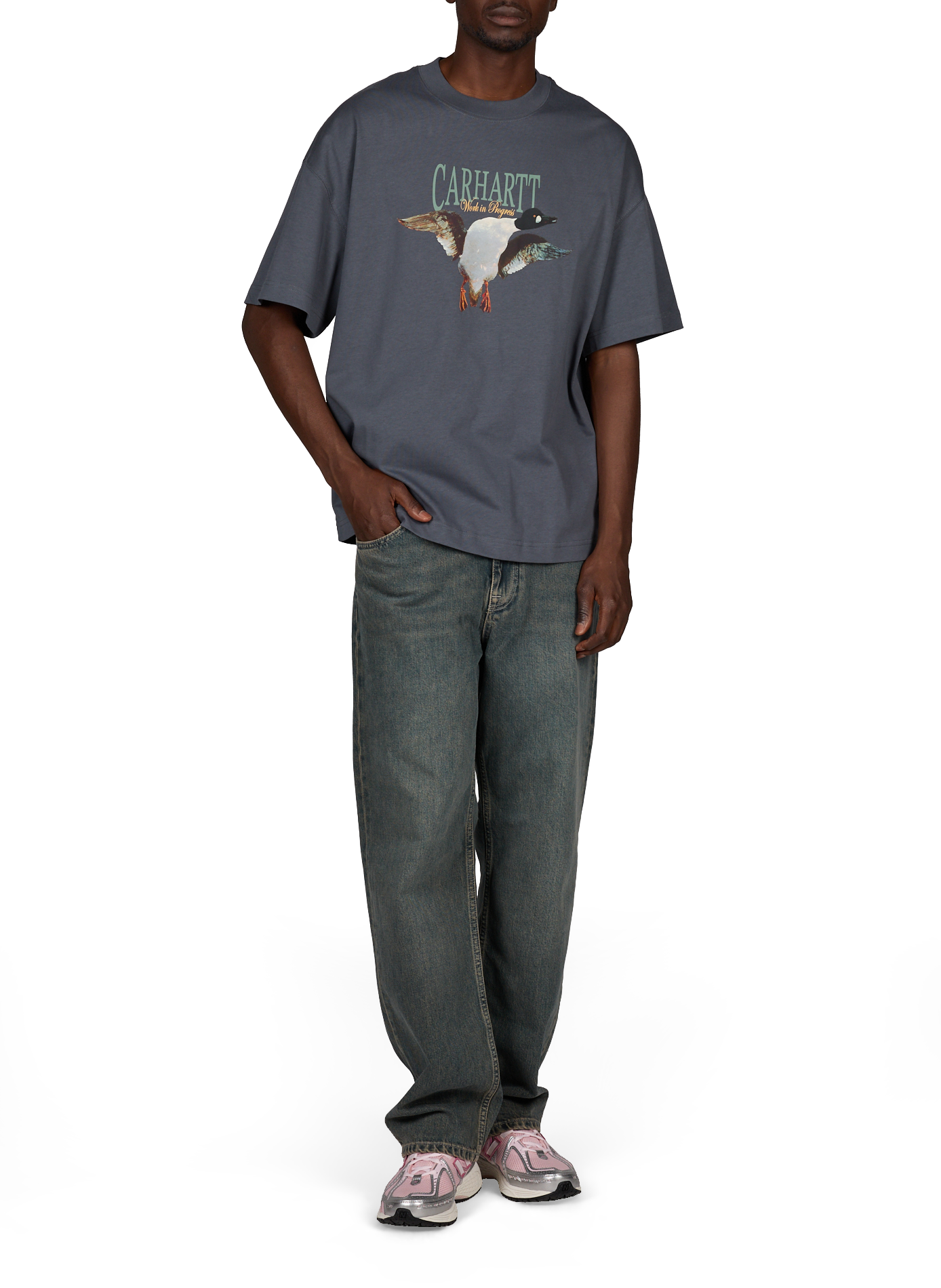 T-Shirt mit bedruckter Pennon aus Baumwolle CARHARTT WIP Blau