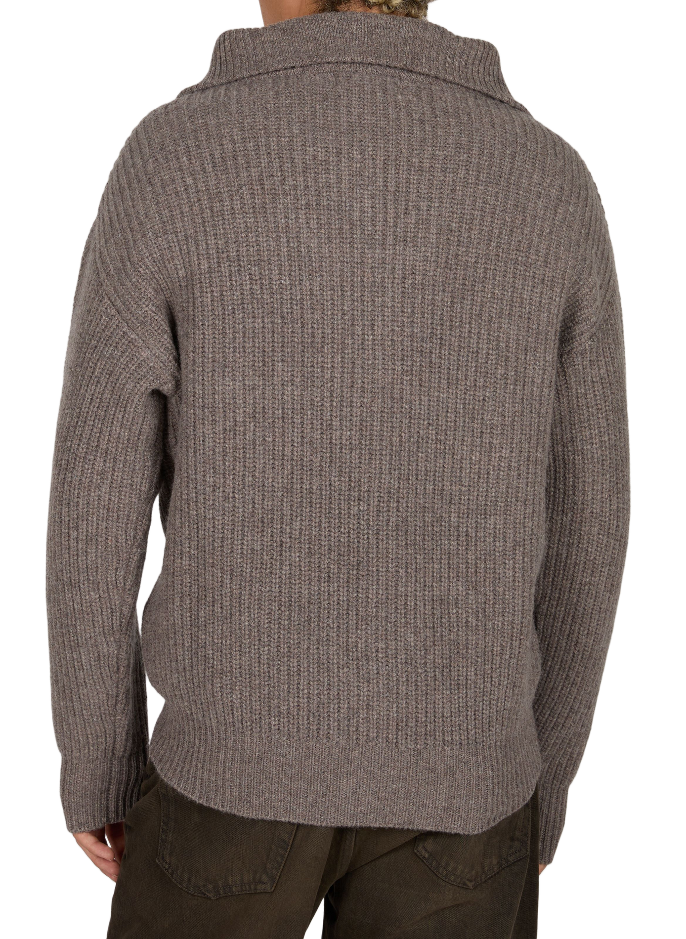 Weiter Pullover mit Reißverschluss am Kragen aus Wolle MAISON LABICHE Grau