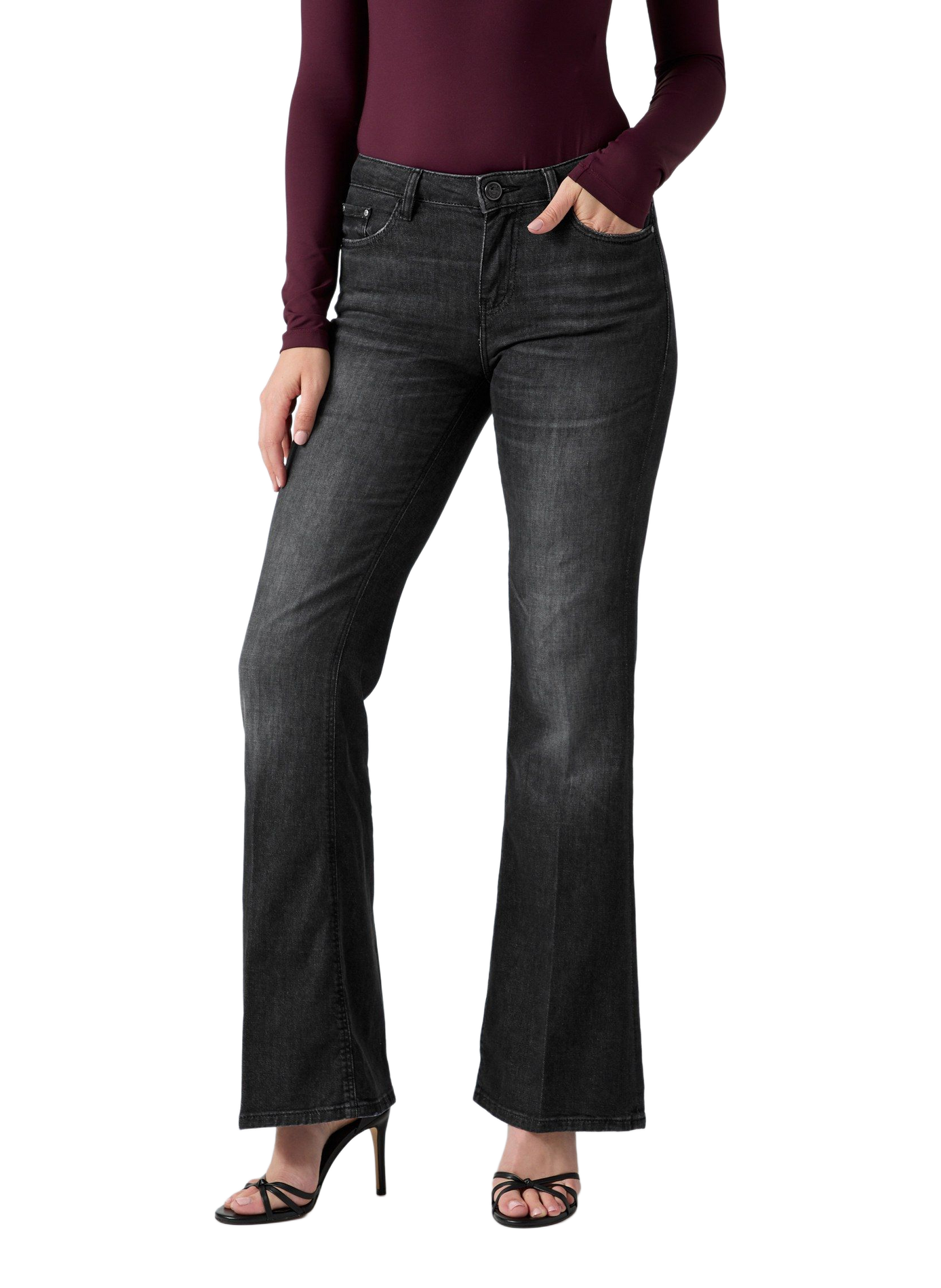 Jean flare en coton mélangé GUESS Schwarz